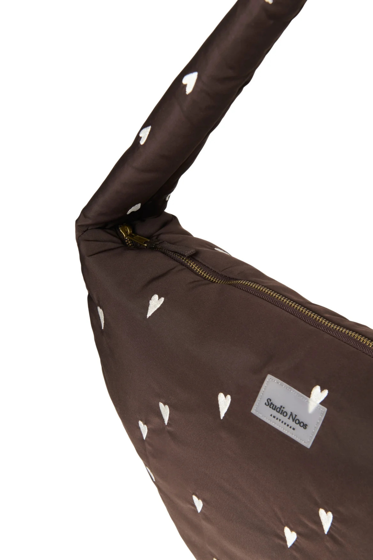 Mom Umhängetasche | Puffy brown Hearts