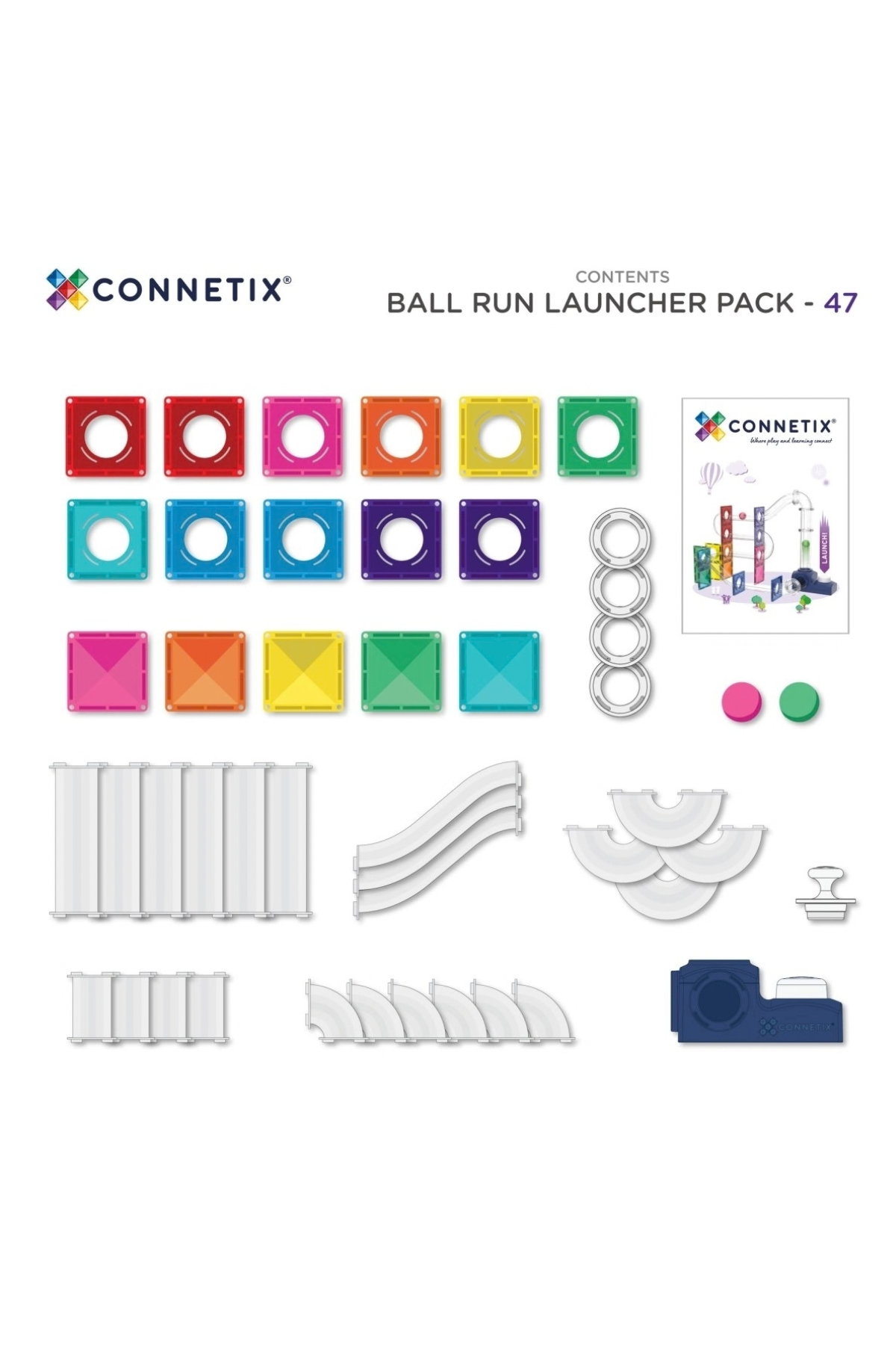 Magnetbausteine "Ball Run Launcher Pack" 47 Teile