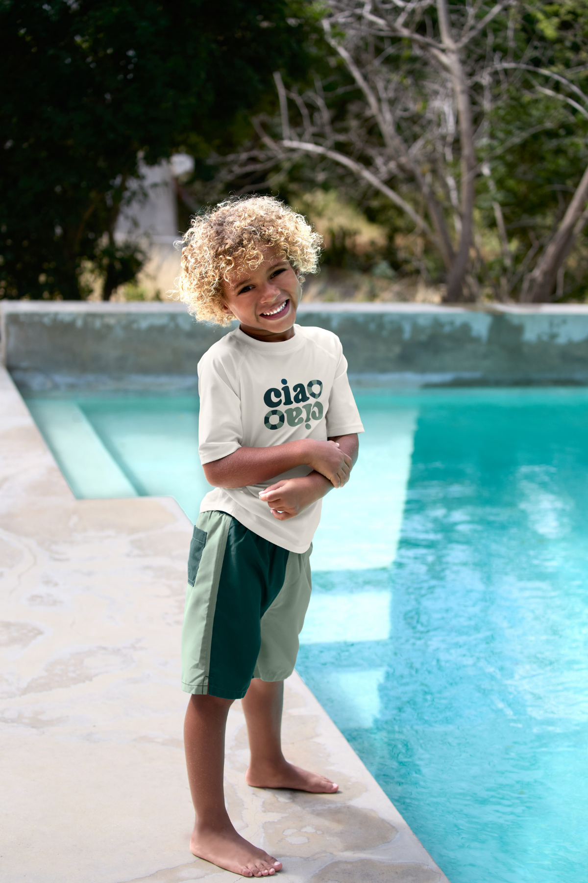 Board Shorts "Stripes" mit UV-Schutz 80 | Dark Sea/Green