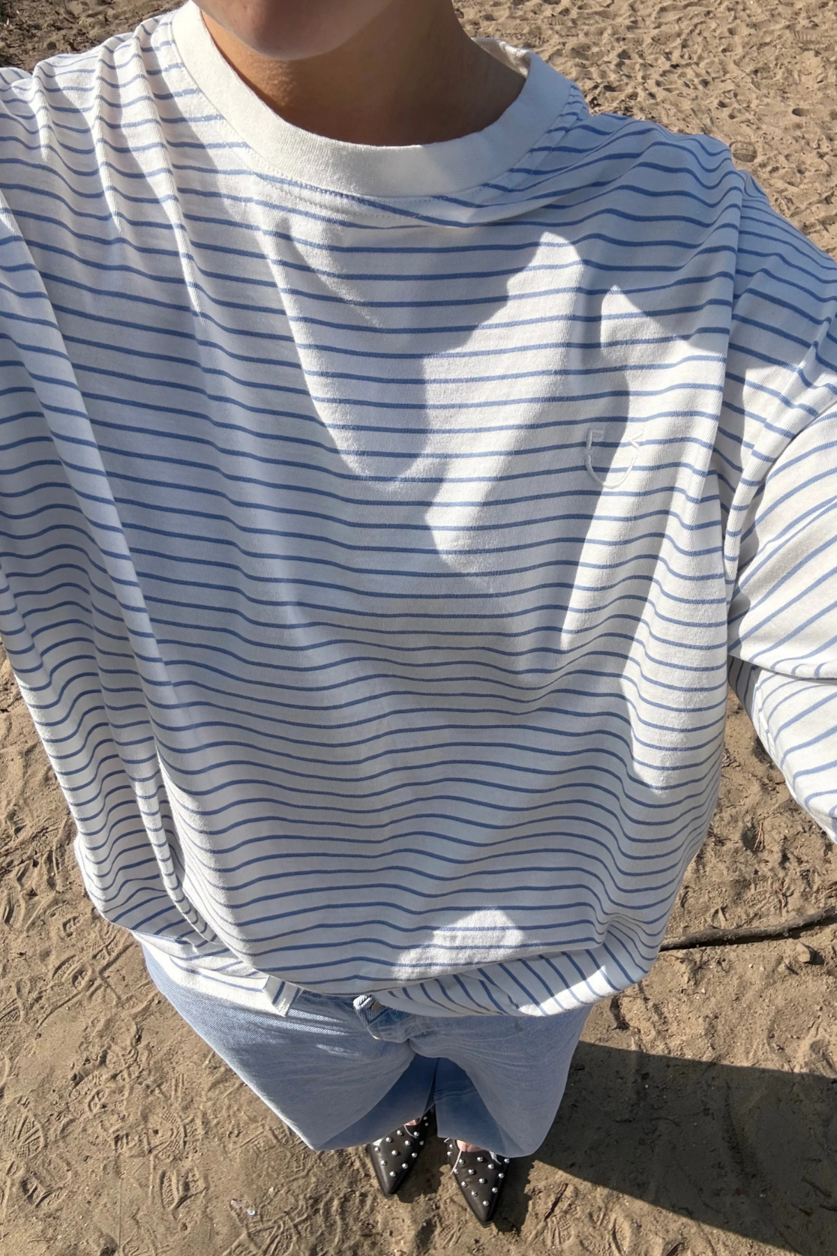 Gestreiftes Longsleeve für Erwachsene | white/blue