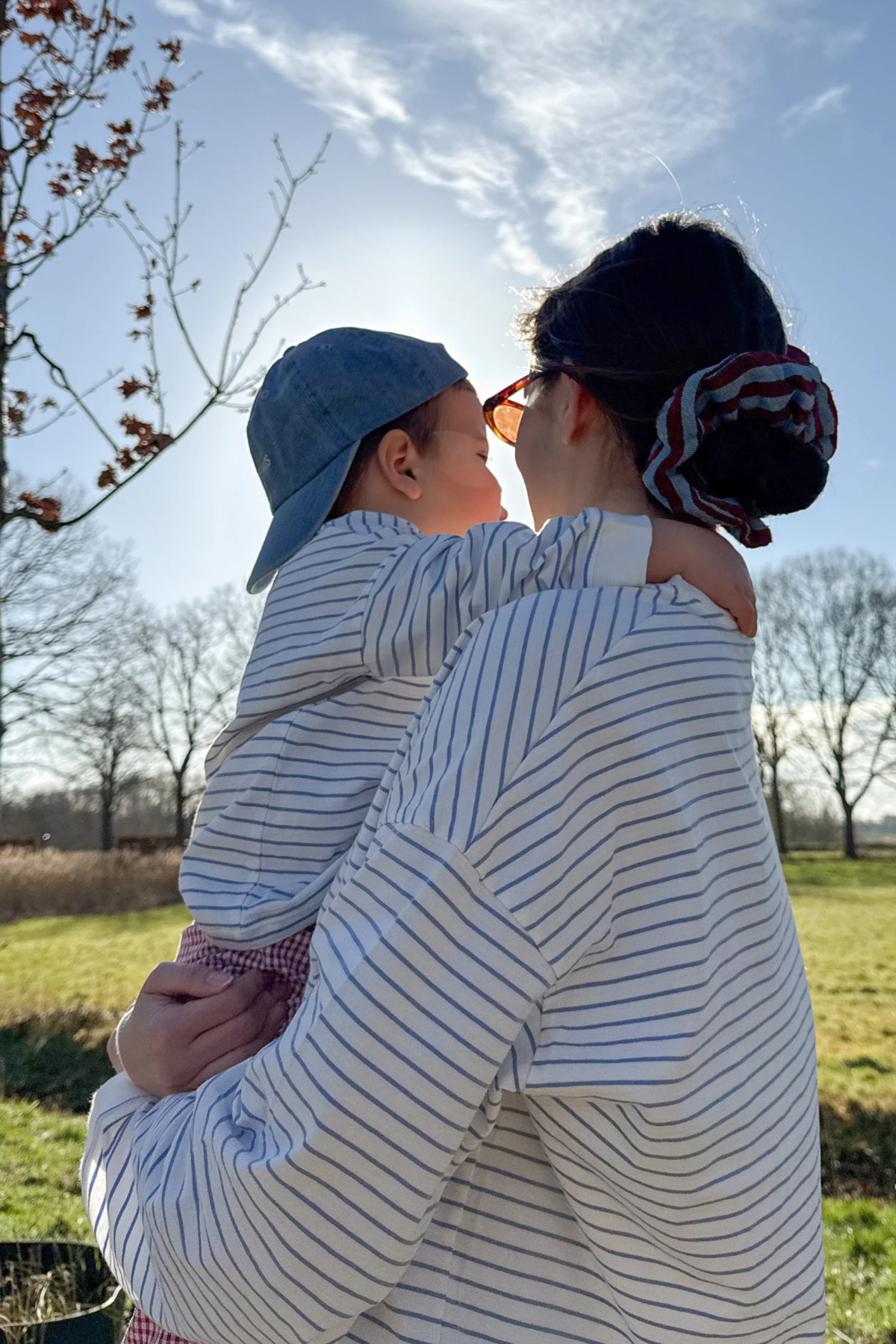 Gestreiftes Longsleeve für Erwachsene | white/blue