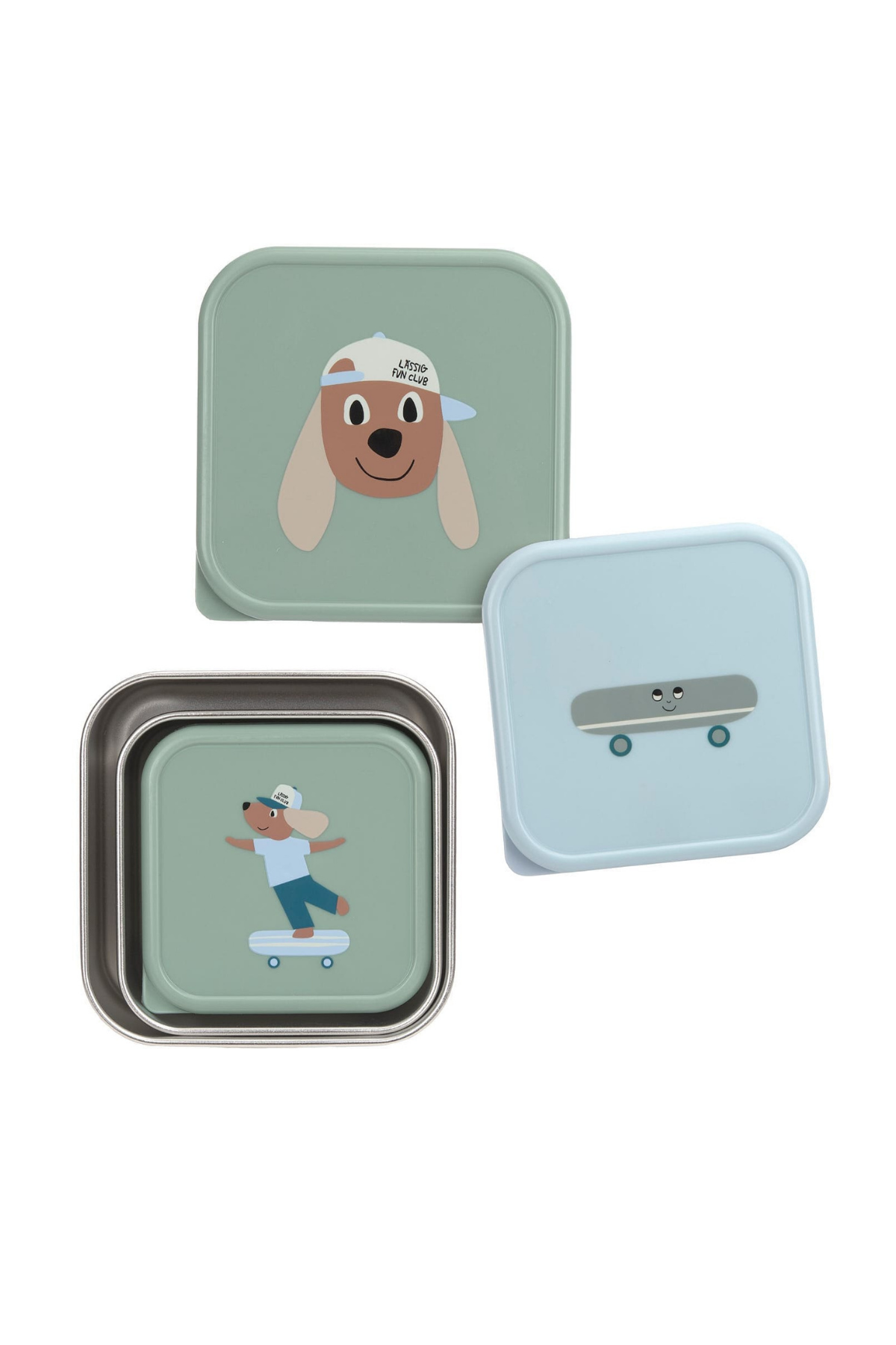 3er Set:Edelstahl Brotdose/ Snackbox für Kinder "Tiny Team" | Dog