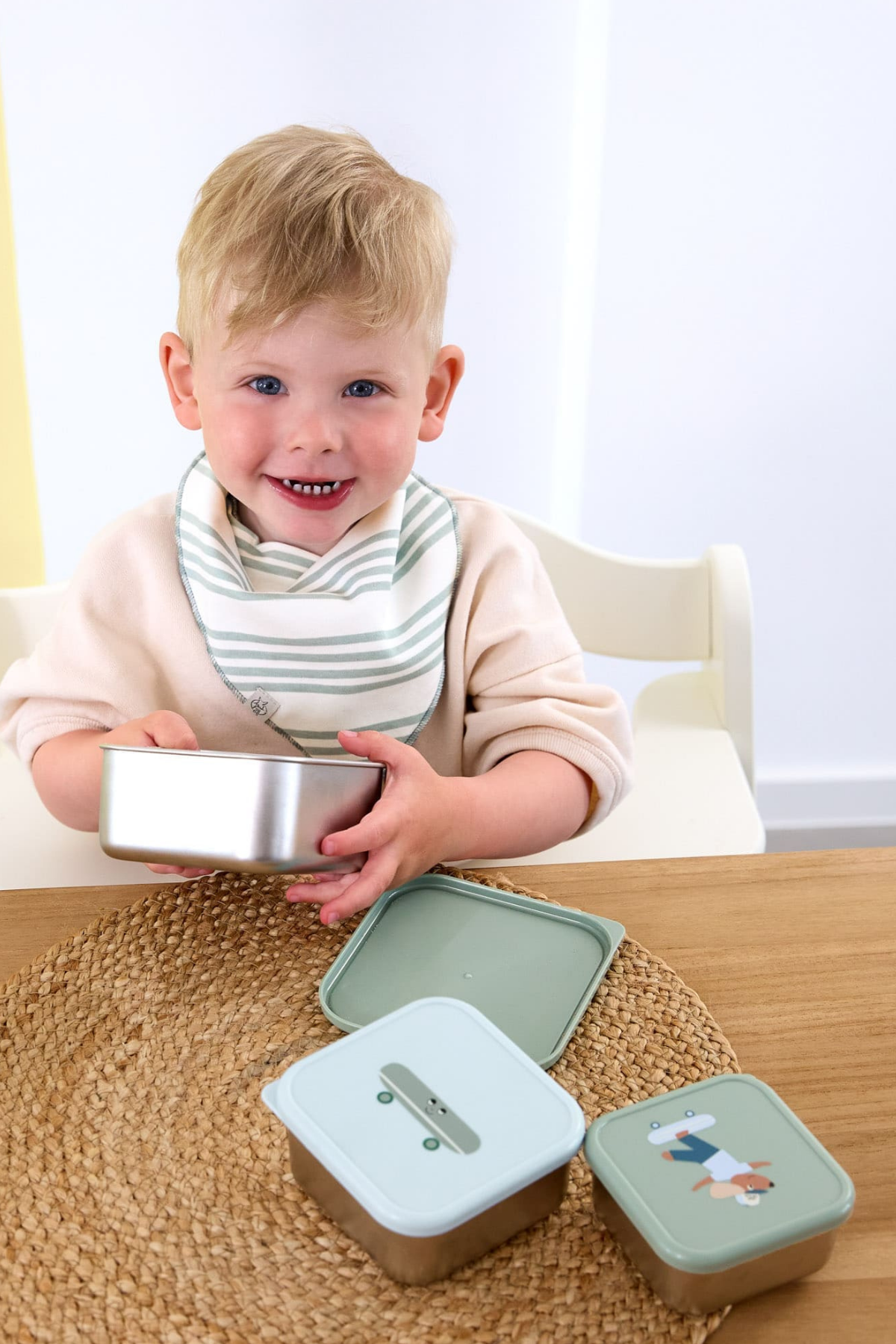 3er Set:Edelstahl Brotdose/ Snackbox für Kinder "Tiny Team" | Dog