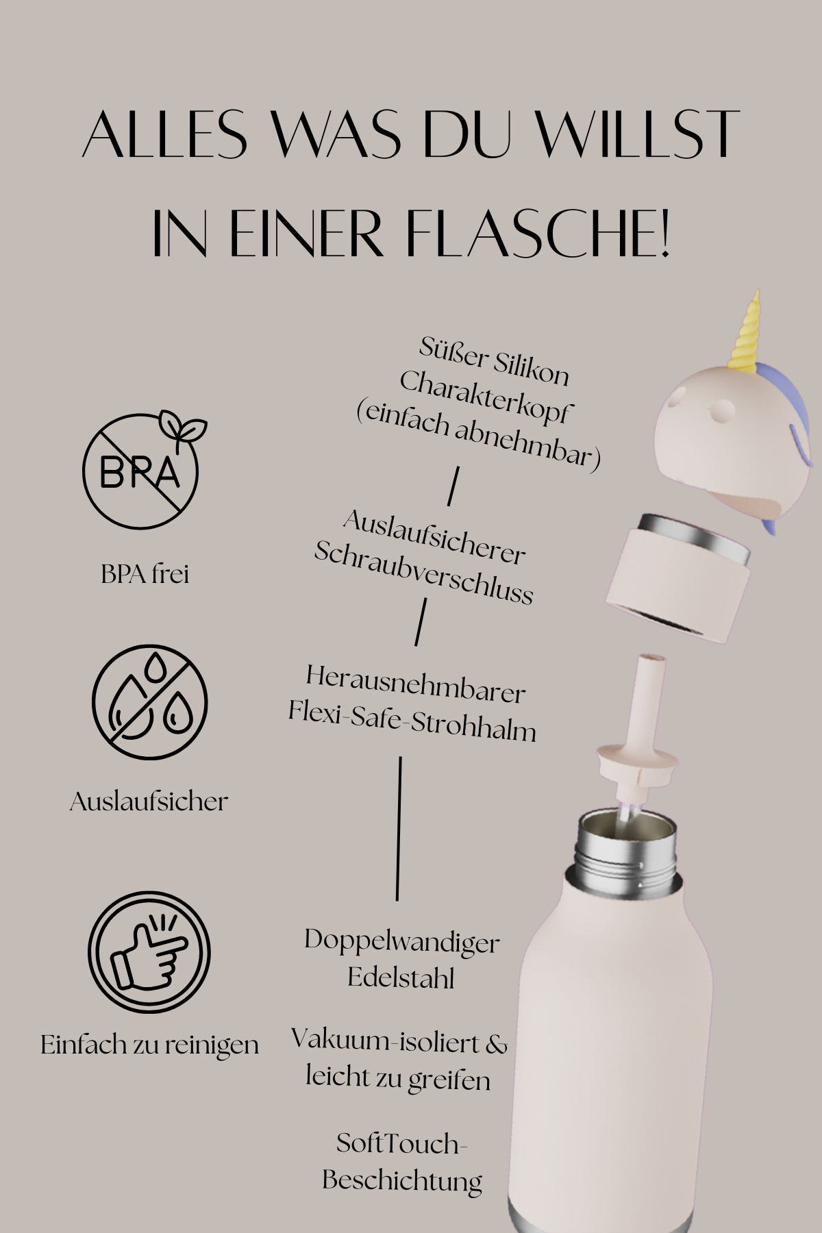 Trinkflasche "Bestie Bottle" | Unicorn