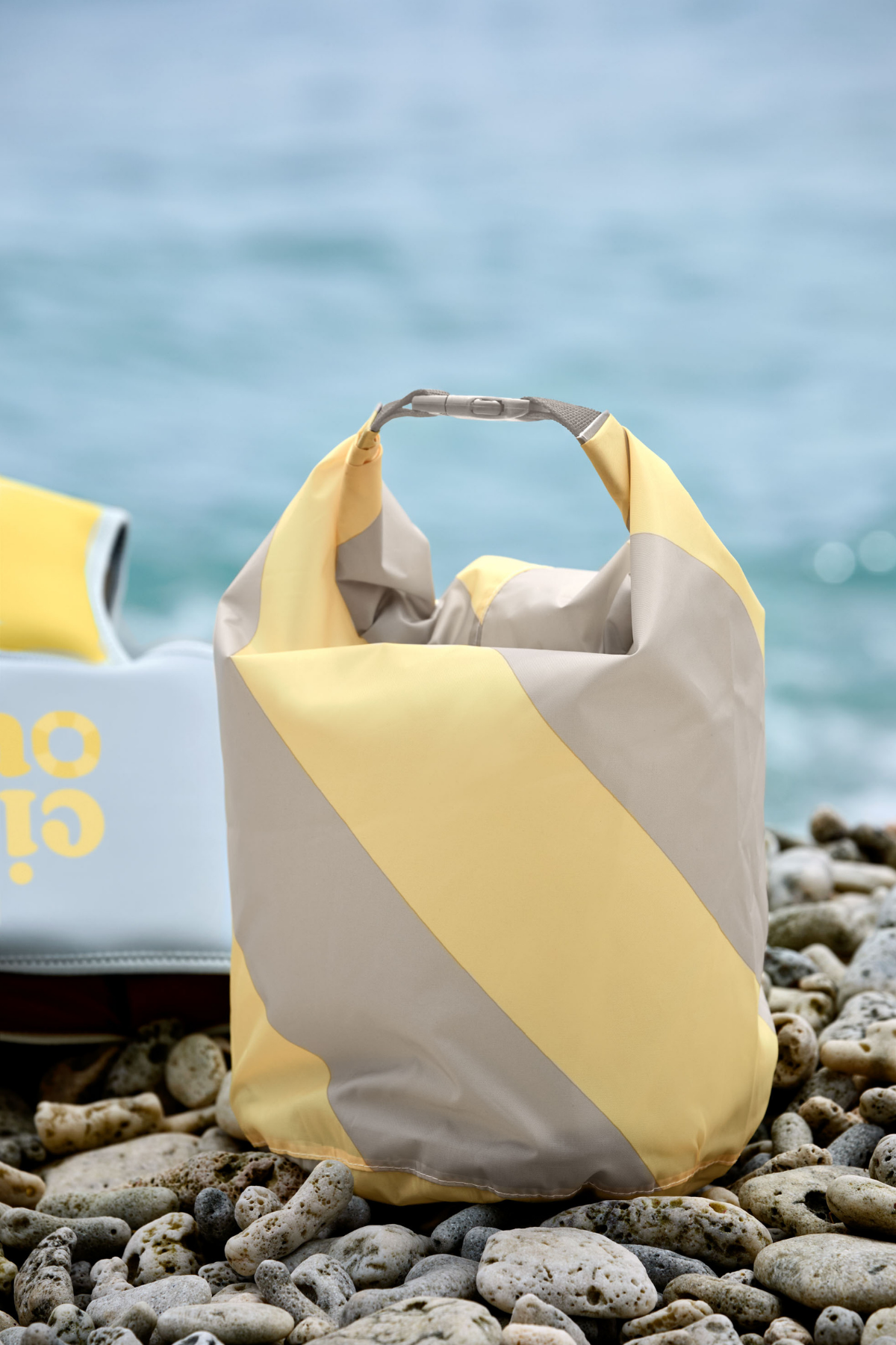 Wet Bag "Stripes" | Pale Yellow/Stone