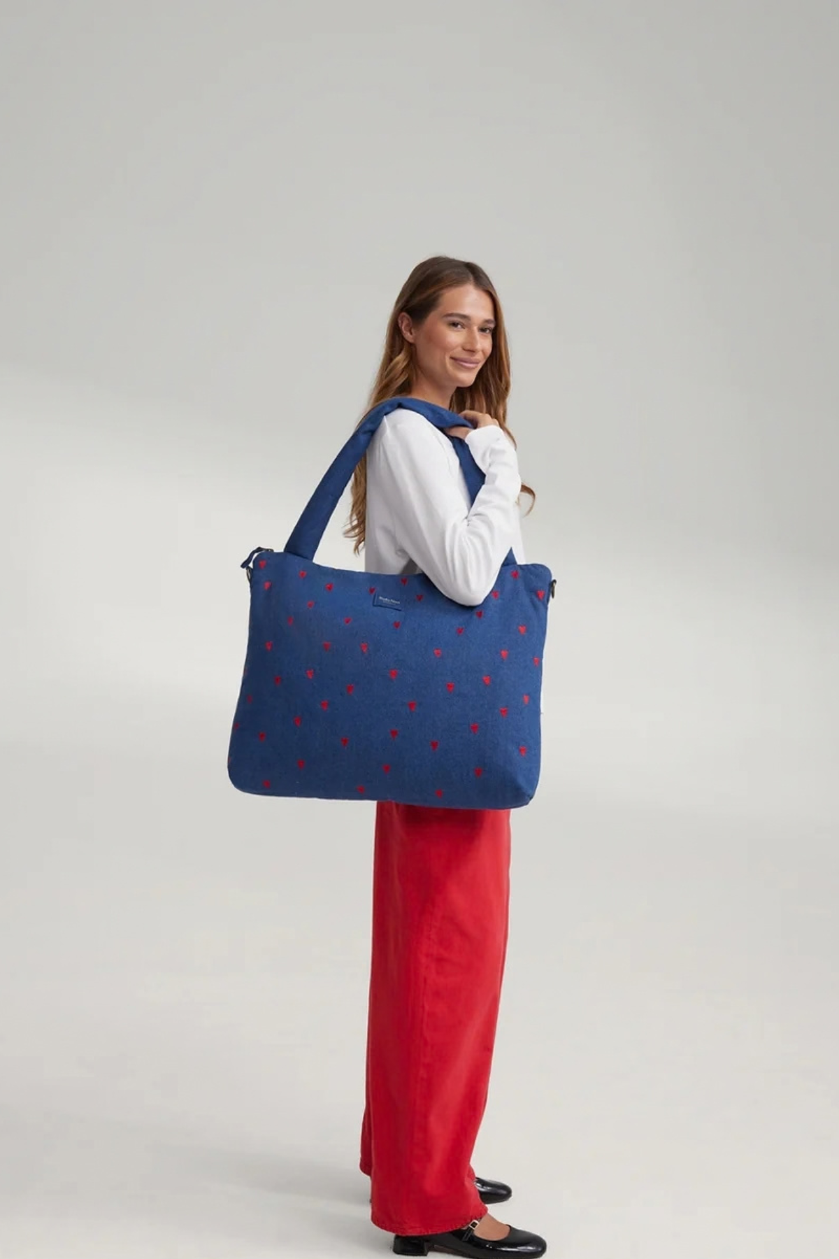 Wickeltasche "Dark Blue Red Hearts"