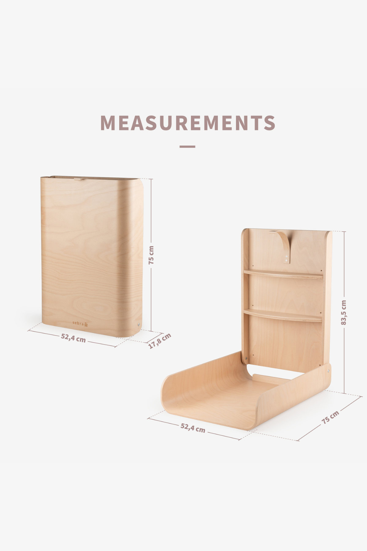 Wandwickeltisch aus umweltzertifiziertem Holz