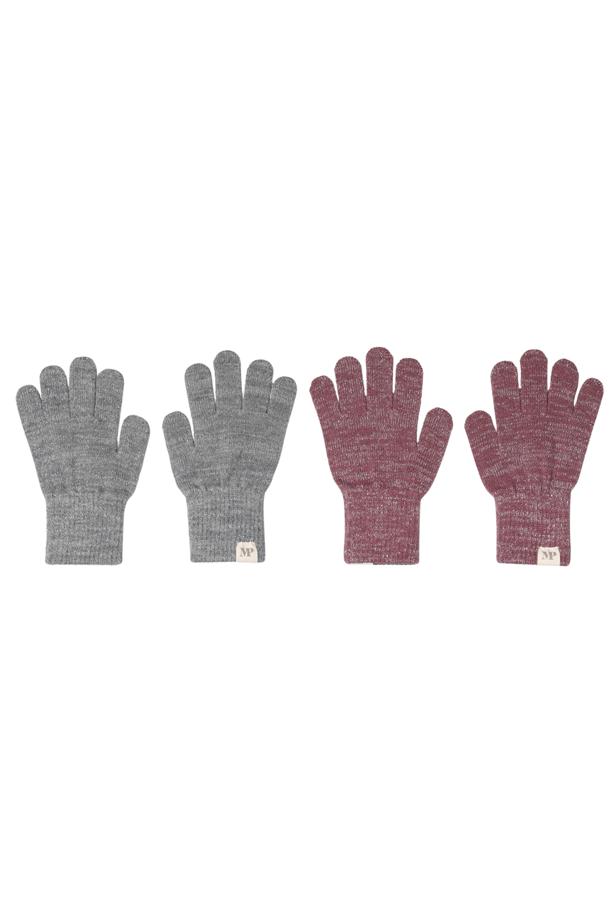 2er-Set Glitzerhandschuhe "Comfy" | Light Grey Mel / Grape Shake