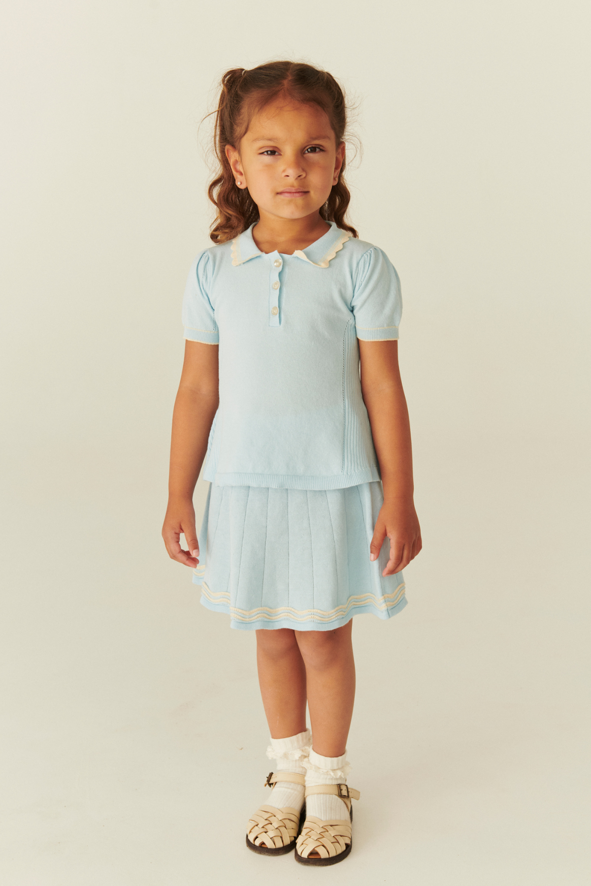 Strick Tennisrock | Ice Blue/Cream