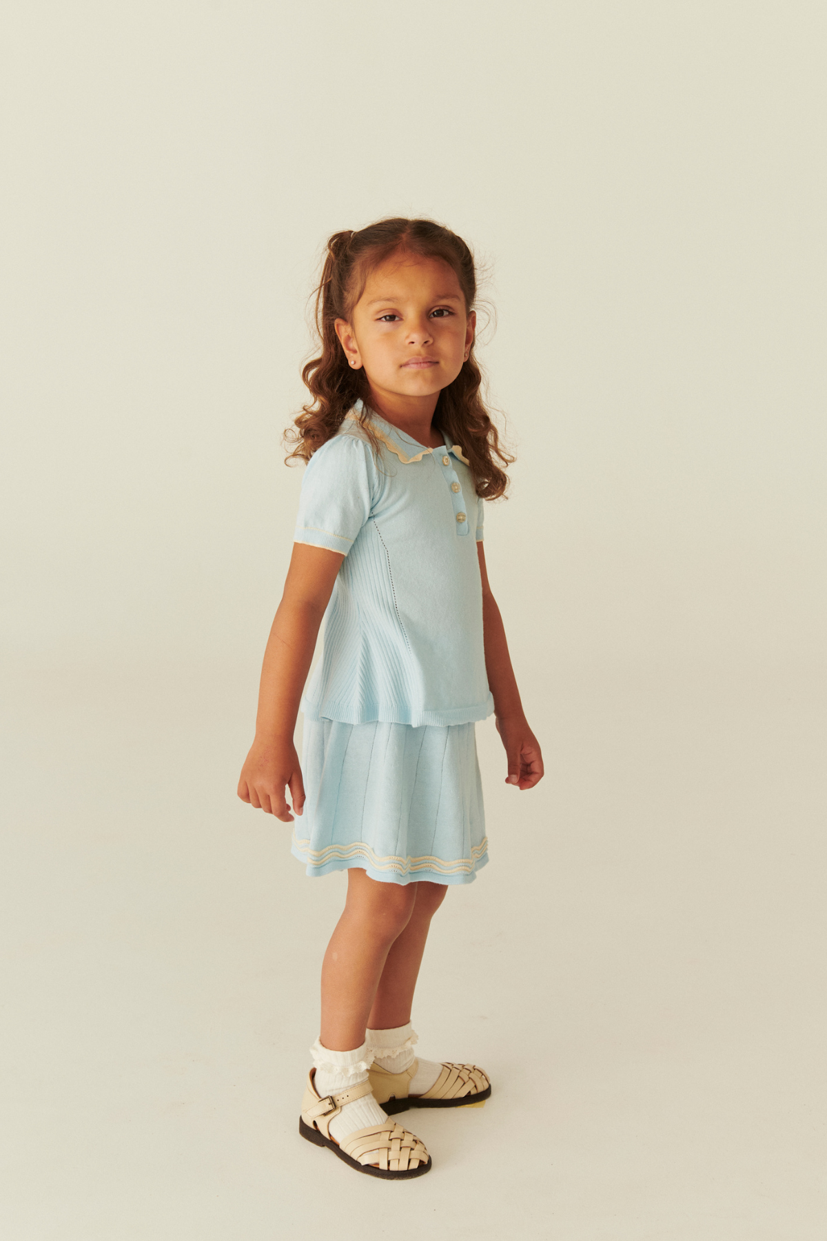 Strick Tennisrock | Ice Blue/Cream