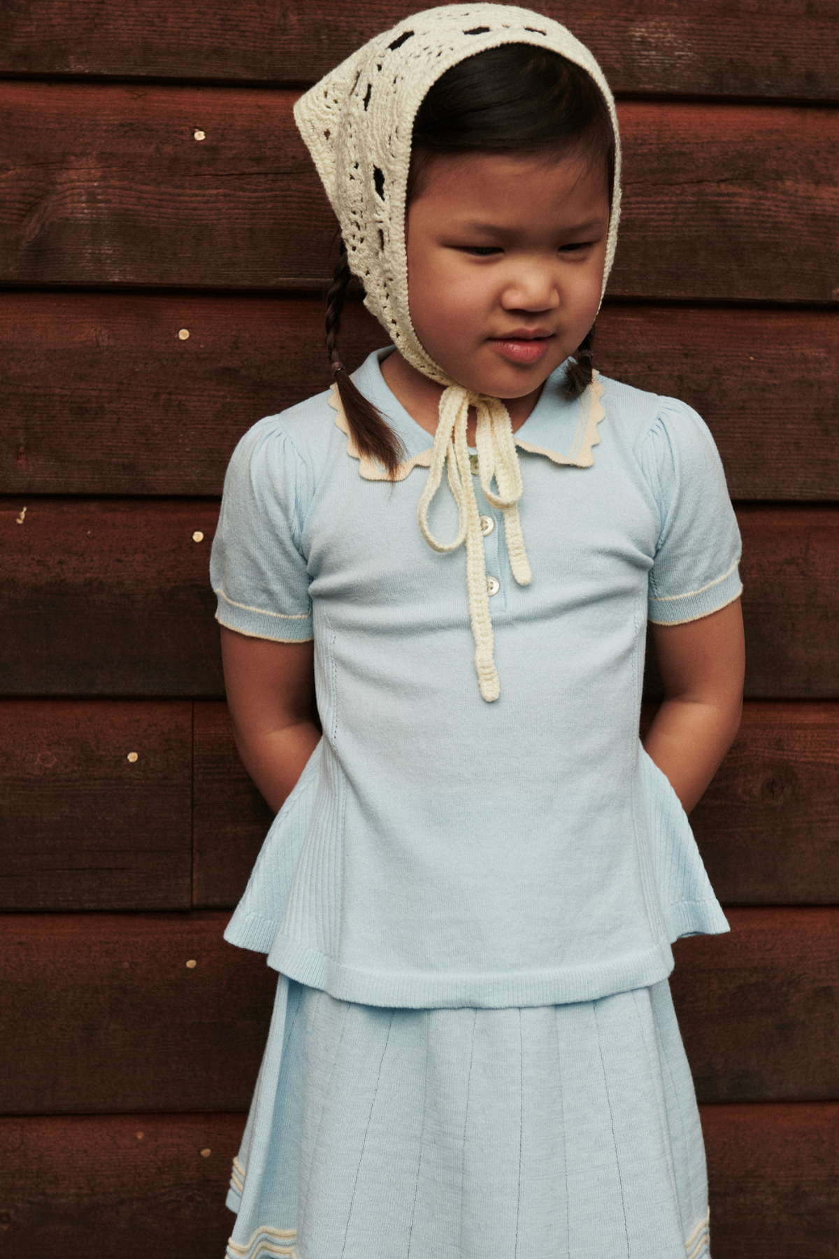 Strick Tennisrock | Ice Blue/Cream