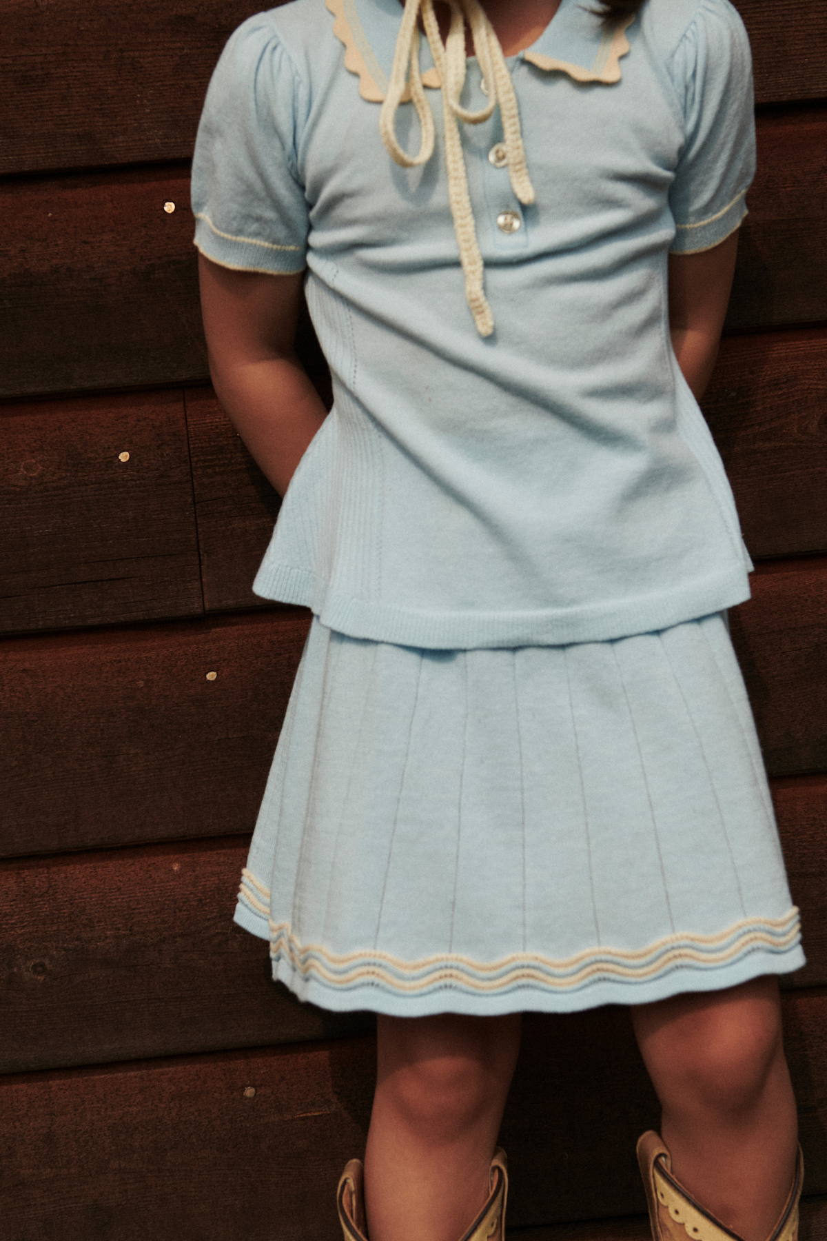 Strick Tennisrock | Ice Blue/Cream