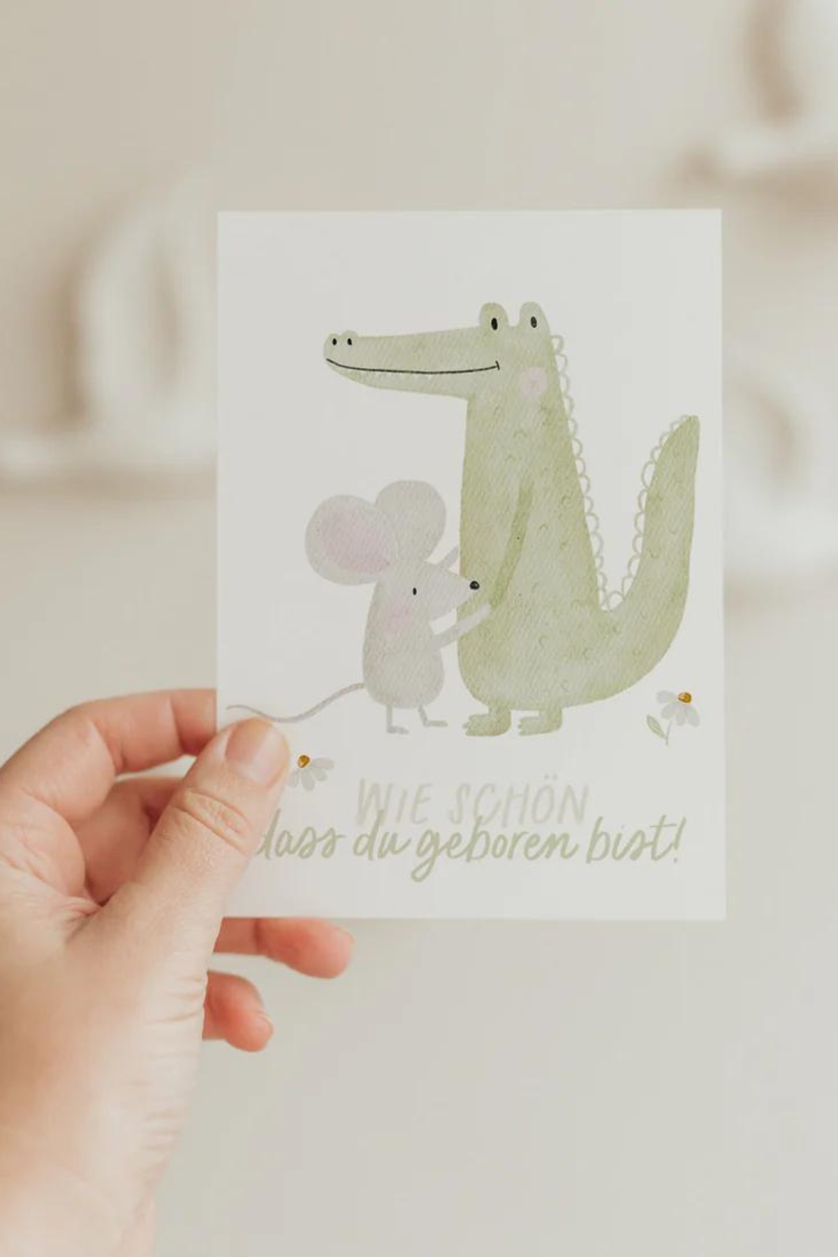 Postkarte Geburtstag "Maus & Krokodil"