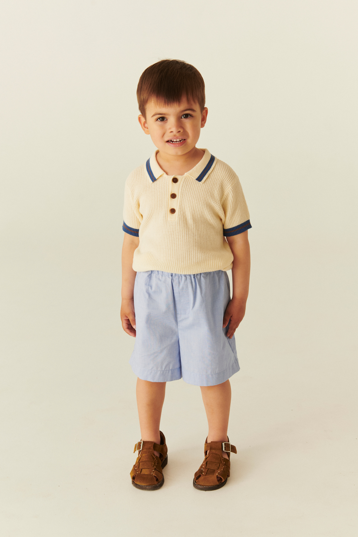 Gestricktes Polo | Cream/Blue/Brown