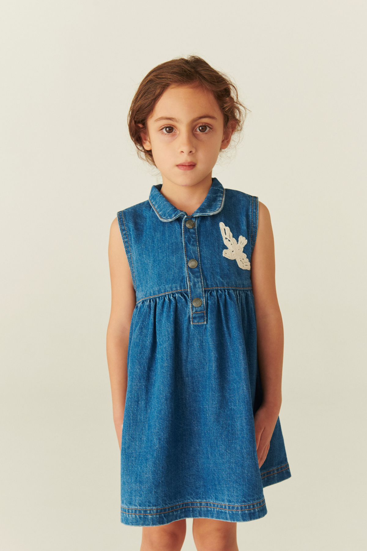 Denim Kleid "Crochet Doves" | Indigo Blue