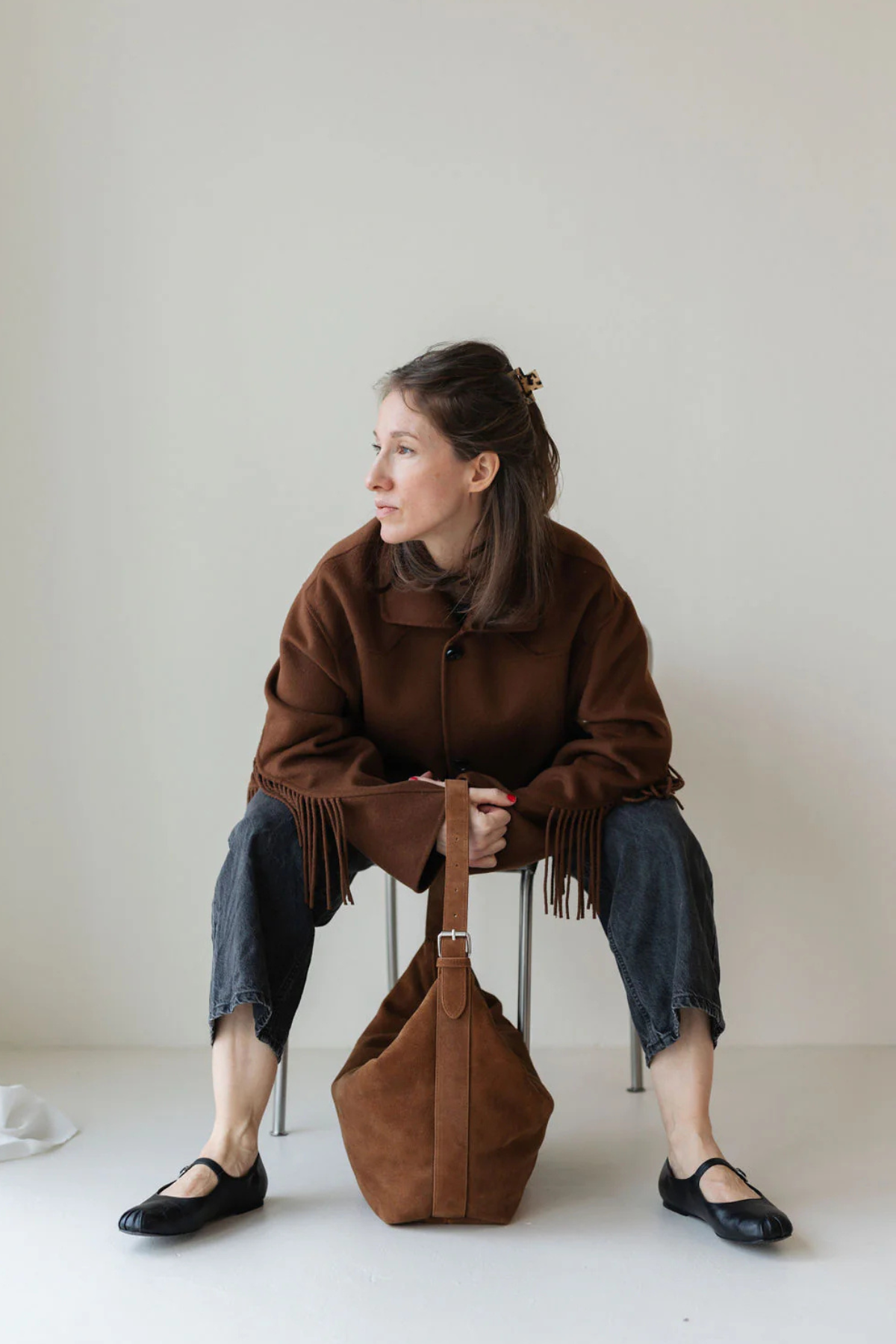 Mom Bag aus Wildleder | Lukkily Bag #4 | Cognac