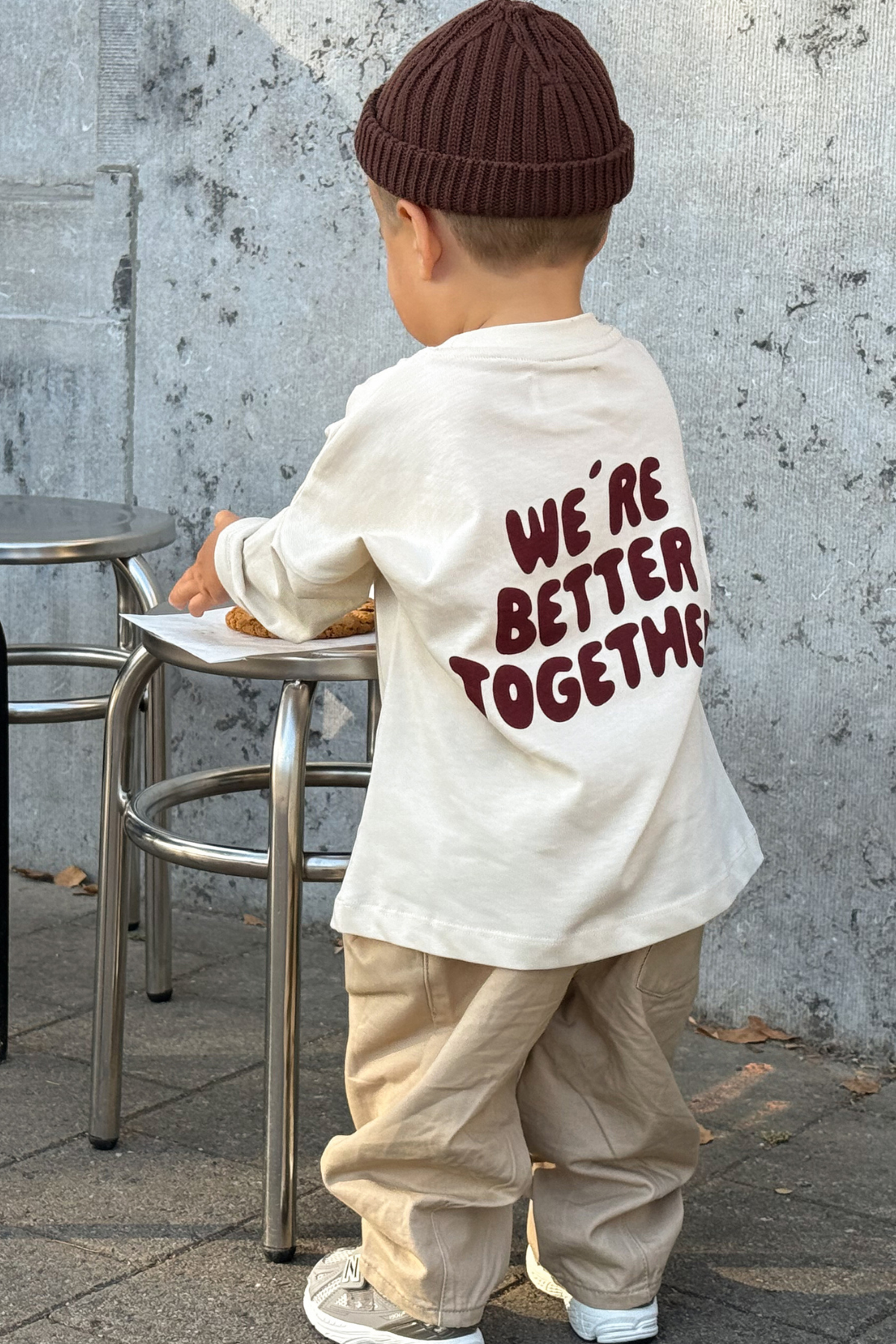 Longsleeve "Better Together" Kids | Beige/Burgundy