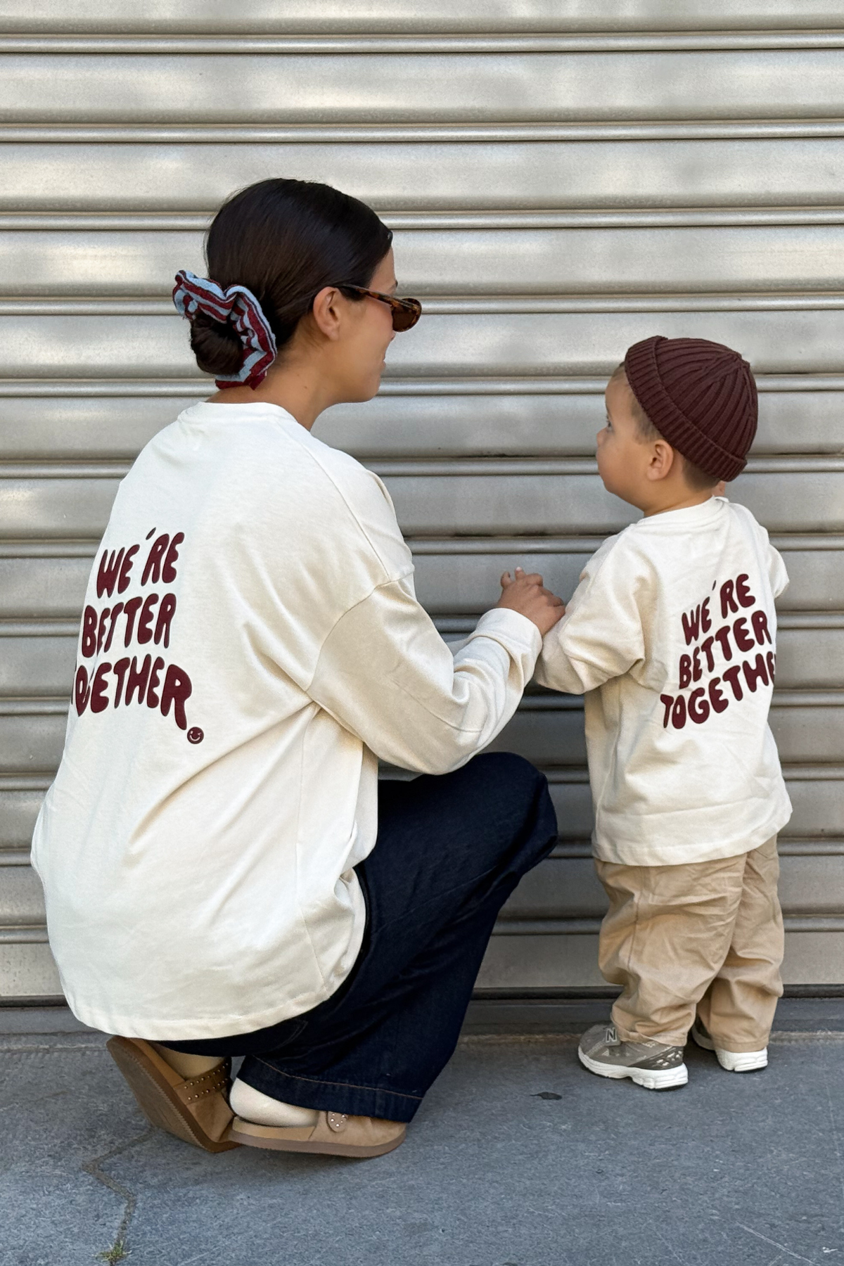 Longsleeve "Better Together" Kids | Beige/Burgundy
