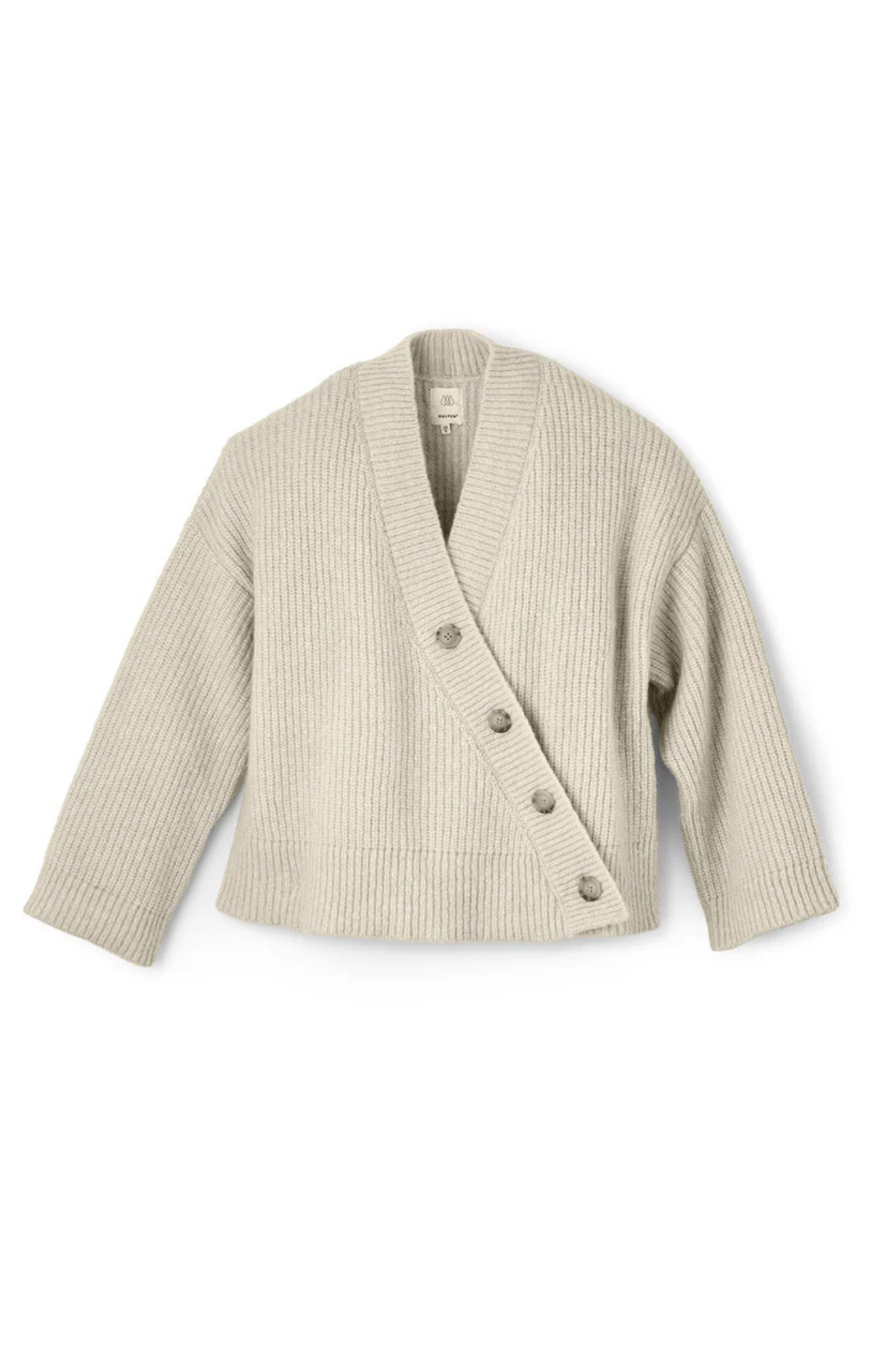 Asymetrischer Cardigan für Erwachsene aus Wolle-Seide-Mix | Beige