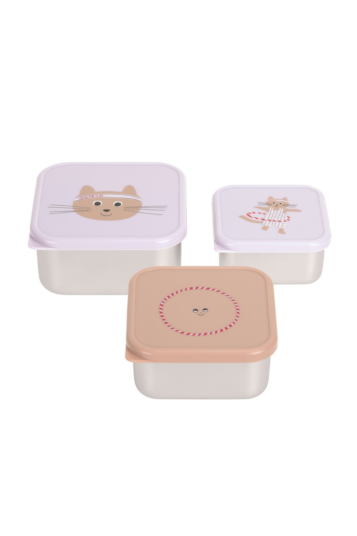 3er Set:Edelstahl Brotdose/ Snackbox für Kinder "Tiny Team" | Cat