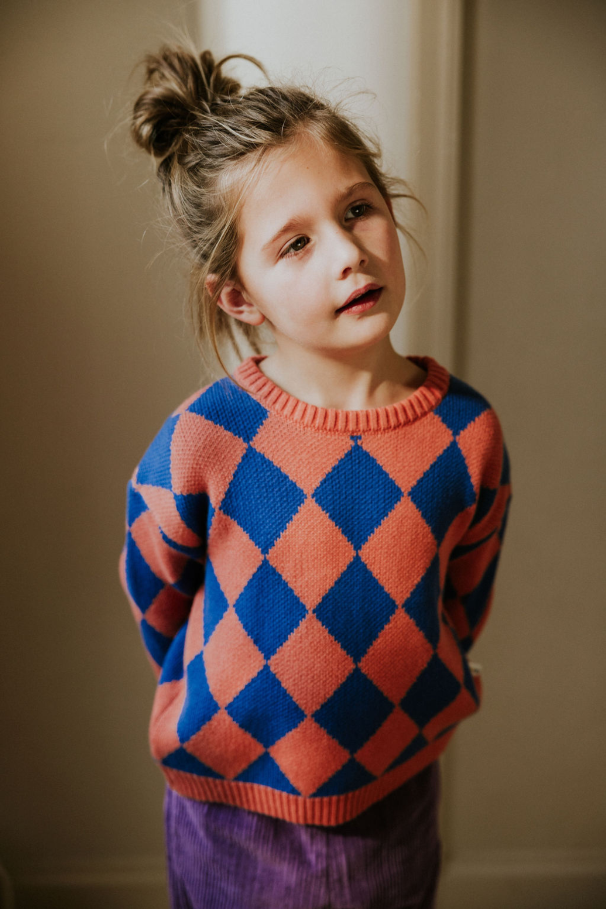 Checkered Knitted Sweater | Cobalt