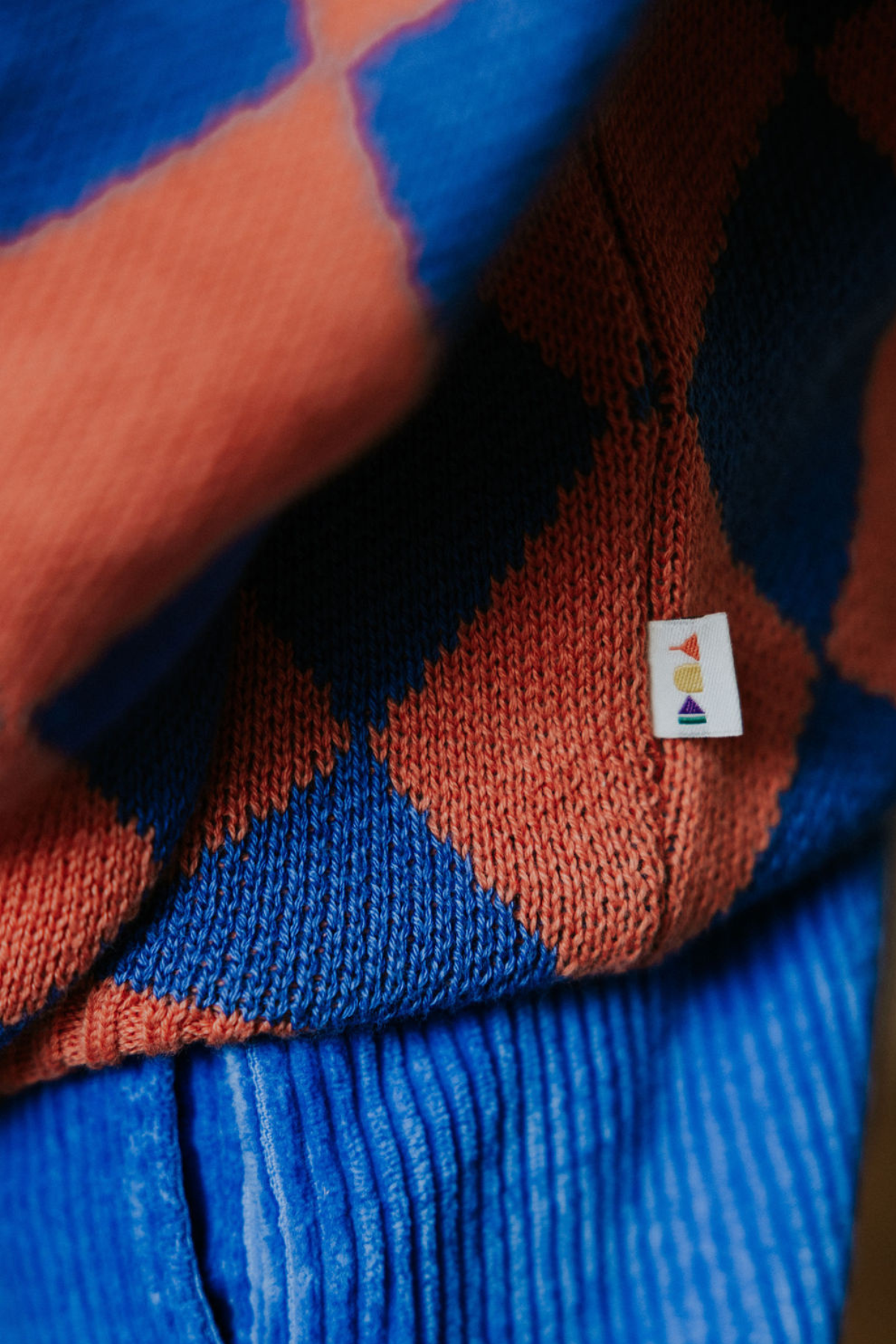 Checkered Knitted Sweater | Cobalt