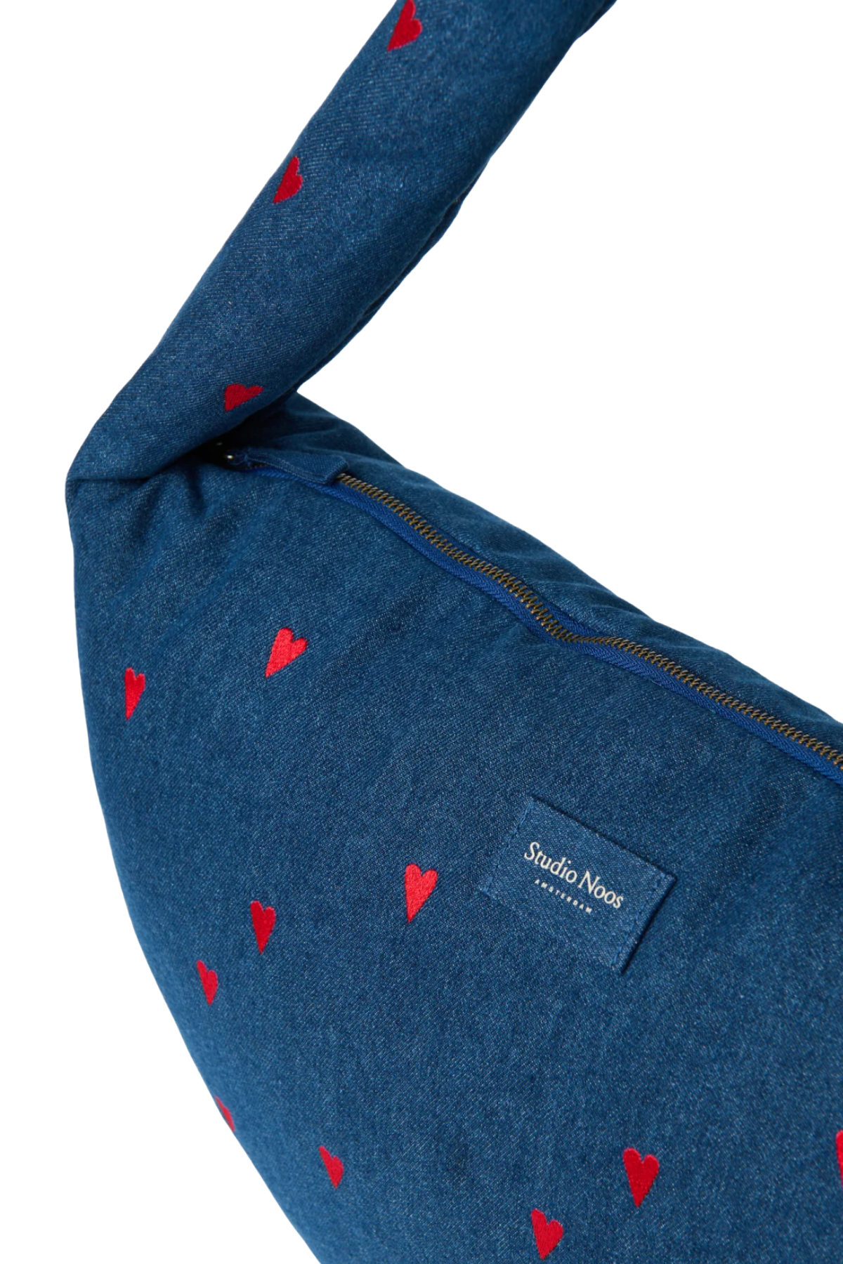 Mom Umhängetasche "Denim Cross Body Bag" | Dark Blue Red Hearts