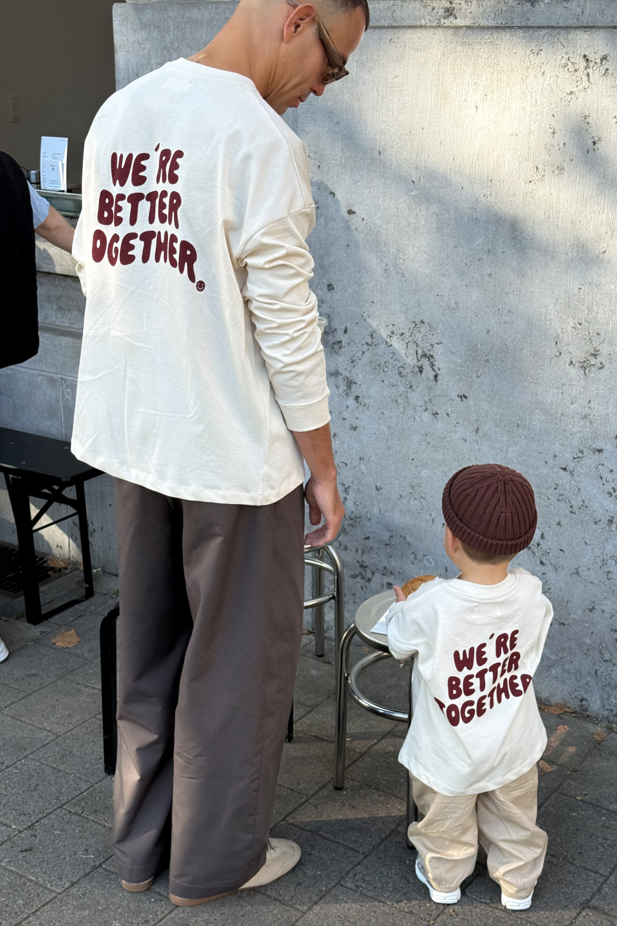 Longsleeve "Better Together" für Erwachsene | Beige/Burgundy