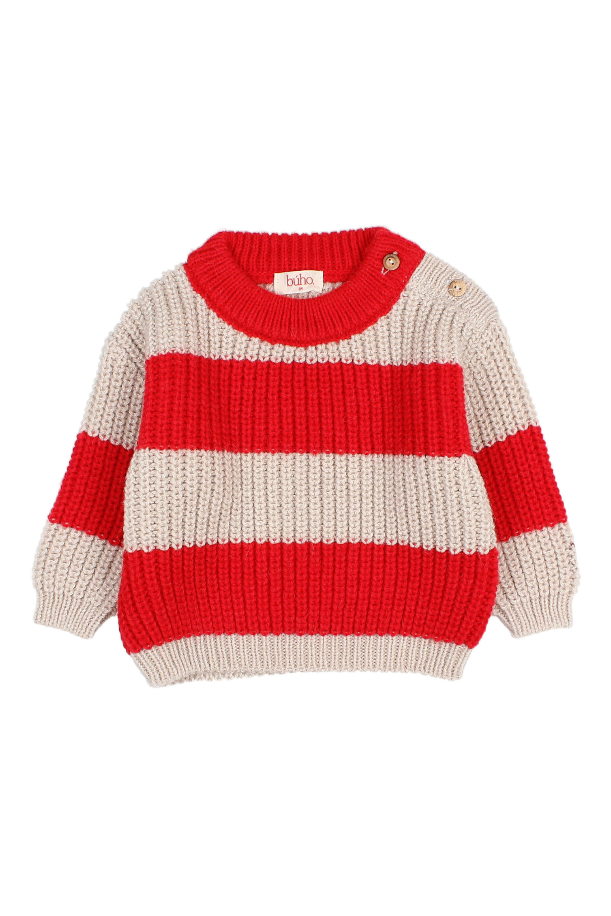 Gestreifter Pullover für Babys aus Alpaka-Mix | POPPY RED