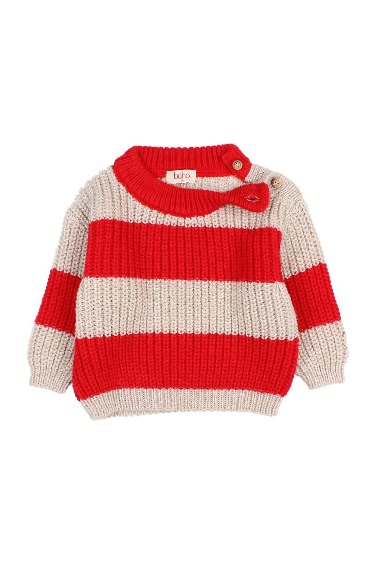 Gestreifter Pullover für Babys aus Alpaka-Mix | POPPY RED