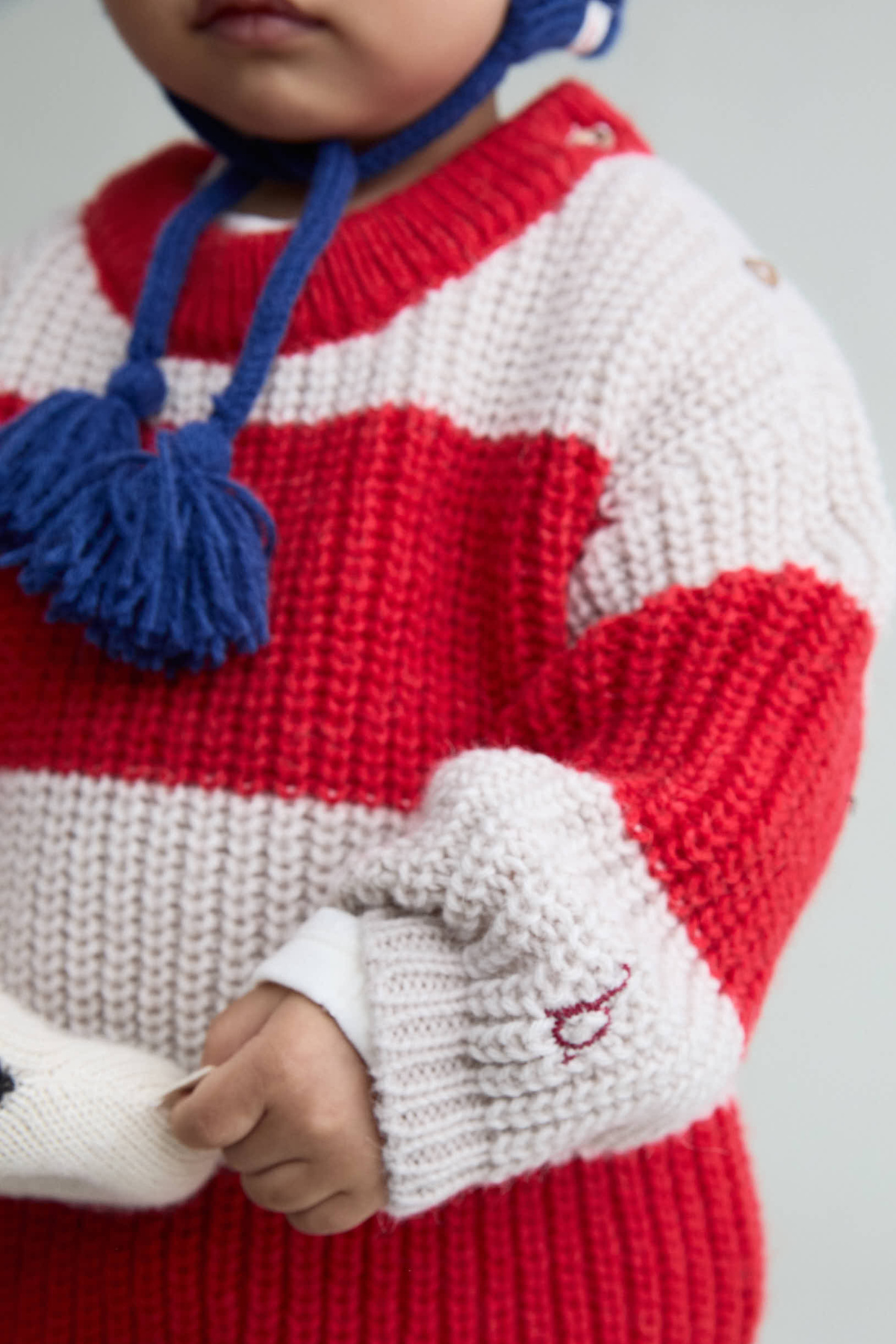 Gestreifter Pullover für Babys aus Alpaka-Mix | POPPY RED
