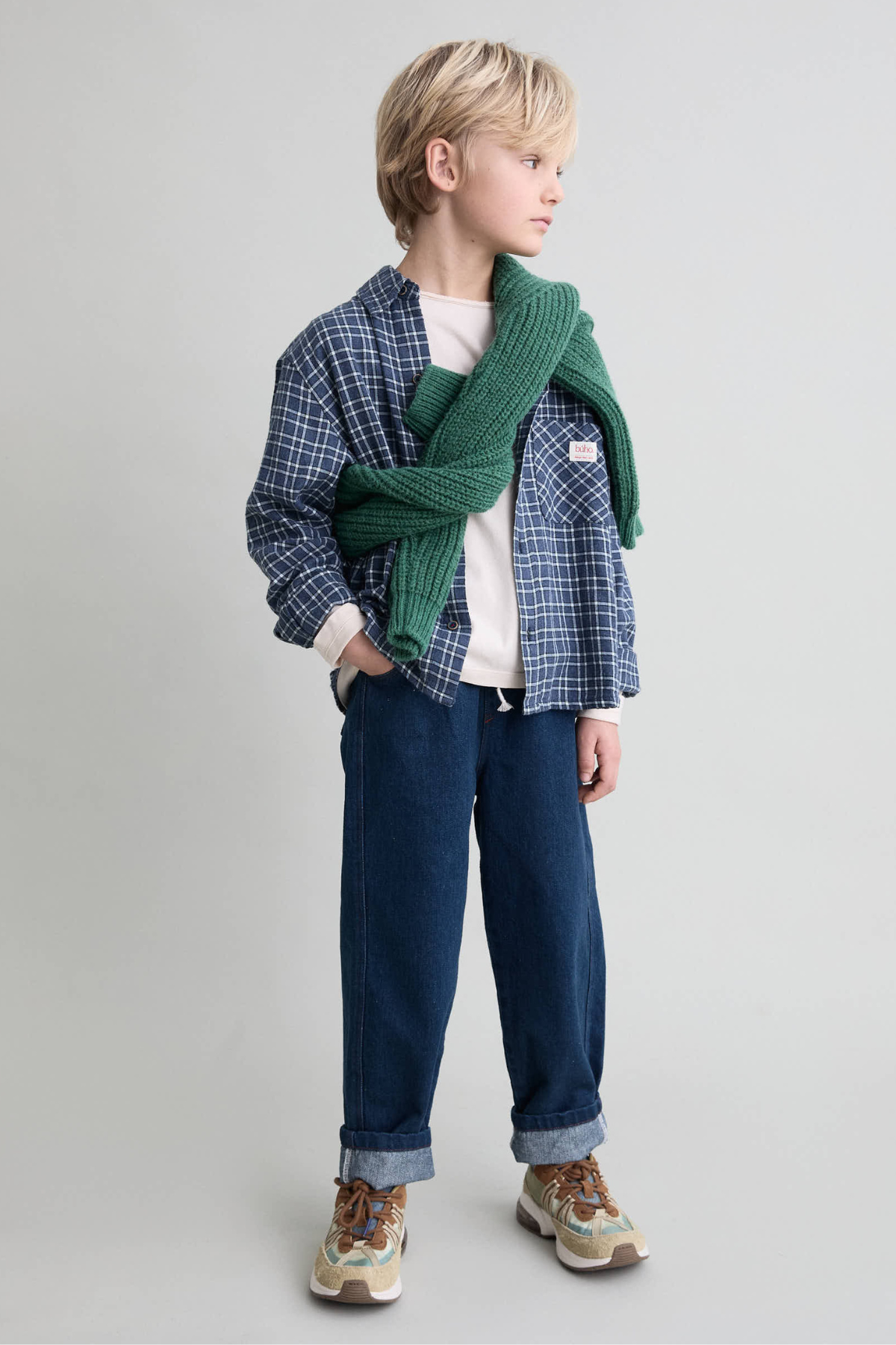 Kariertes Hemd "Tartan" für Kids | Navy