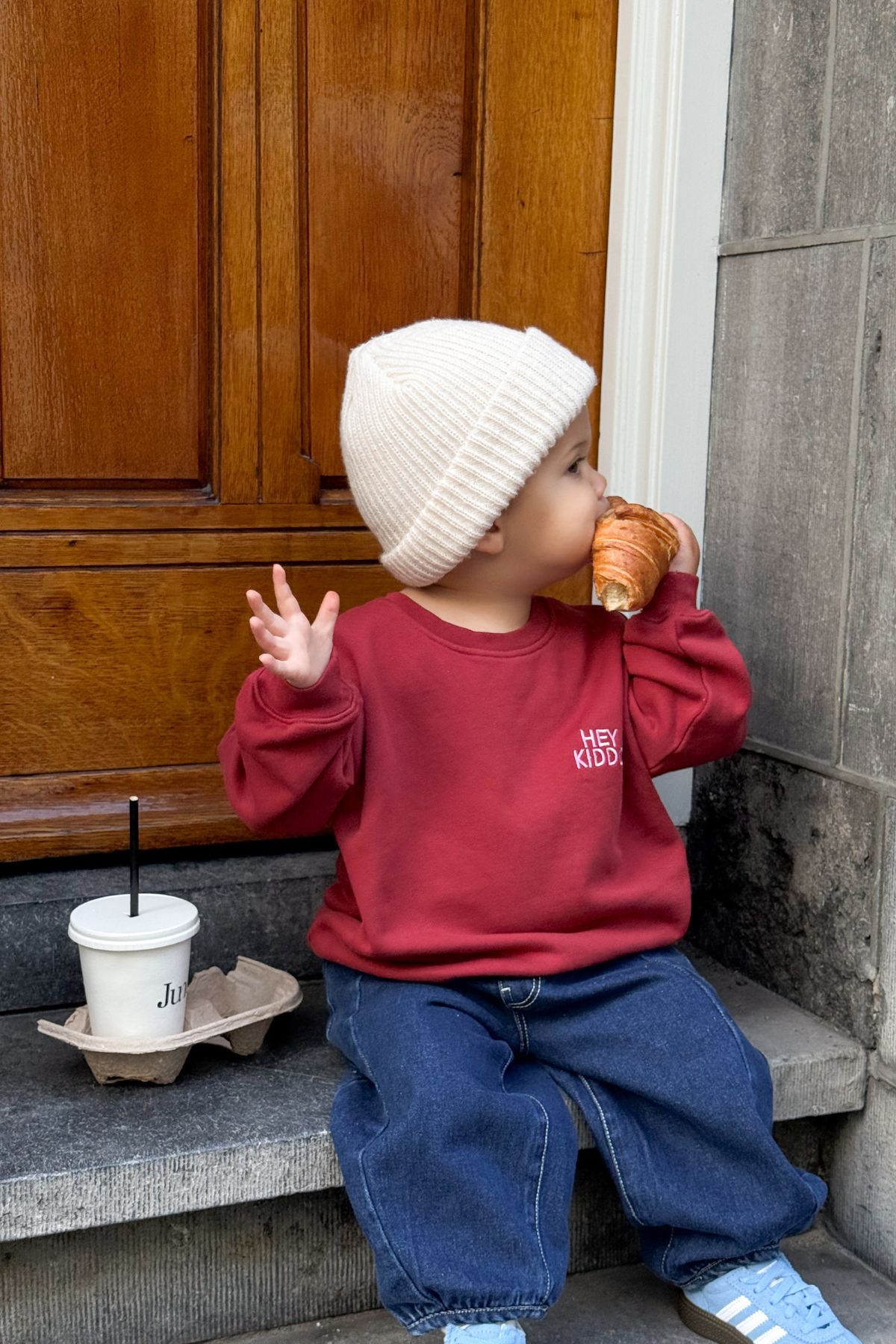 Sweatshirt "HEY KIDDO" | Burgundy