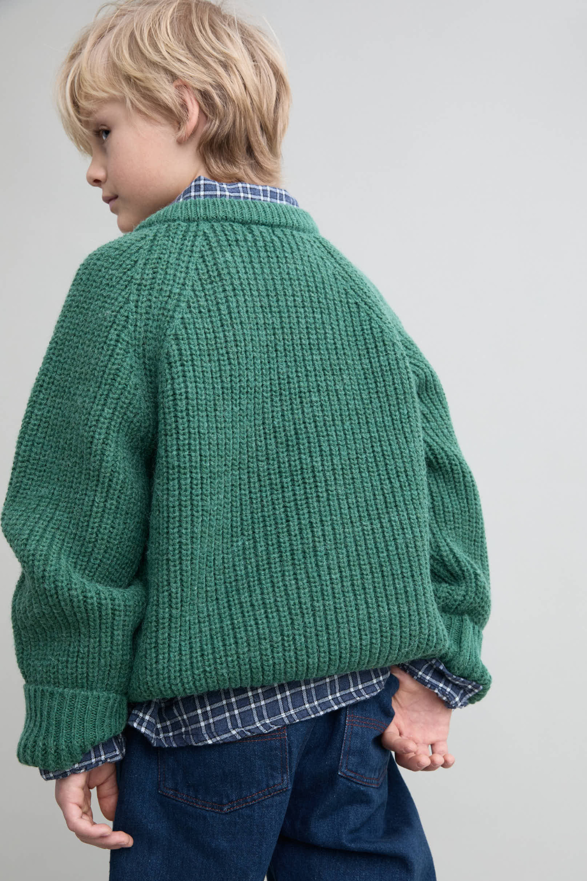 Strickpullover aus Wolle-Mix für Kids | FOREST GREEN