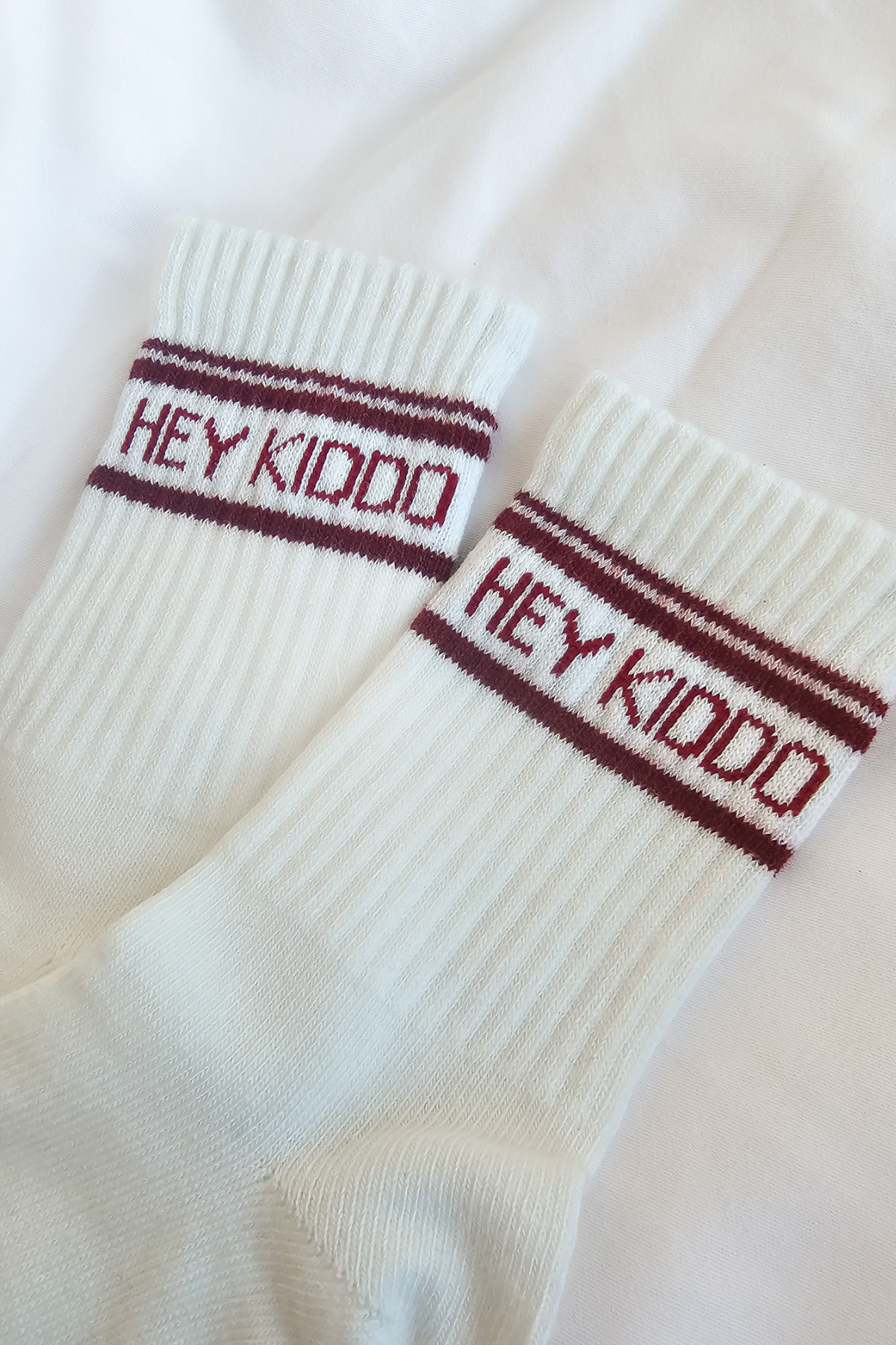 Socken "Hey Kiddo" | Milk/Burgundy