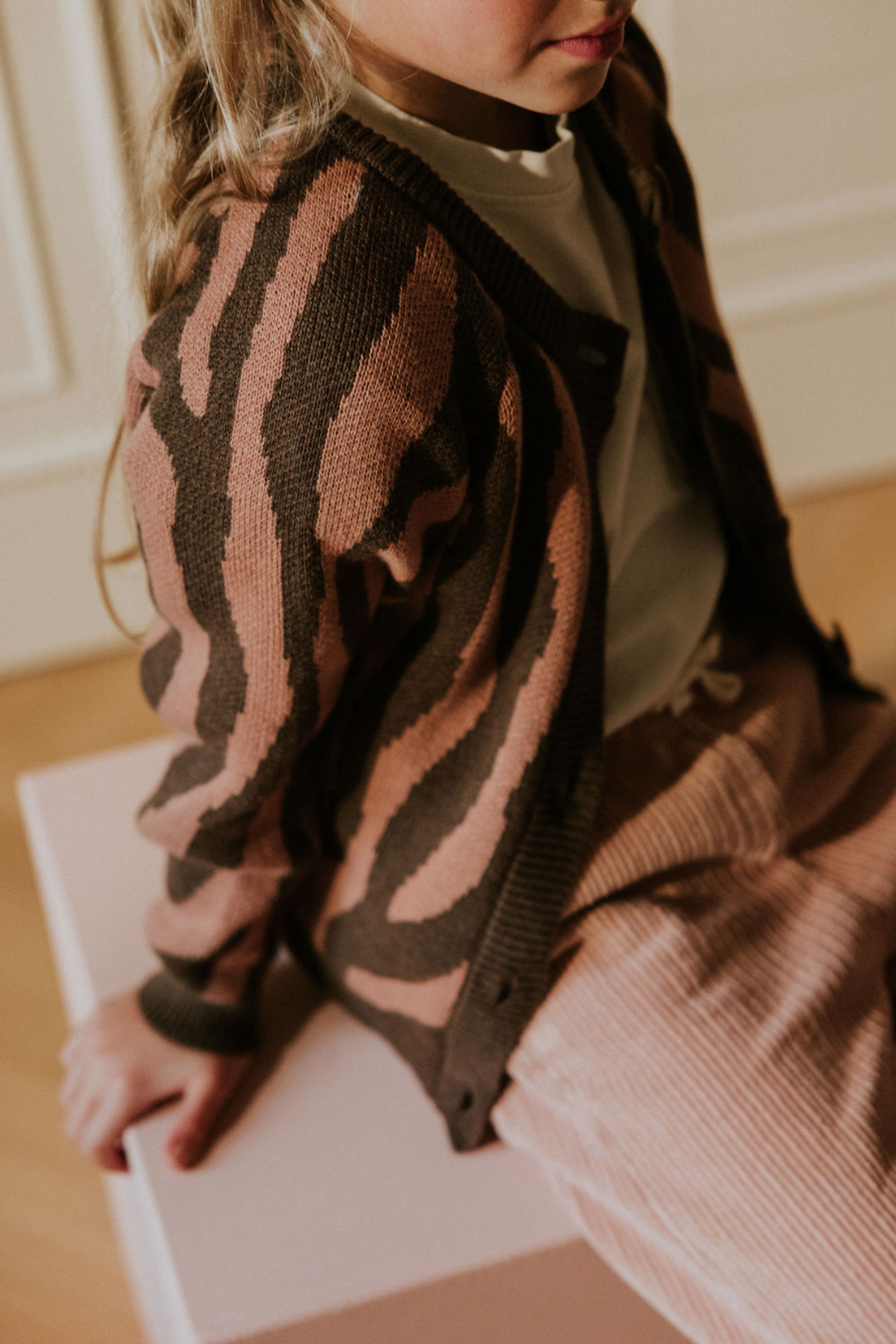 Kids Raglan Knitted Cardigan | Pink Zebra