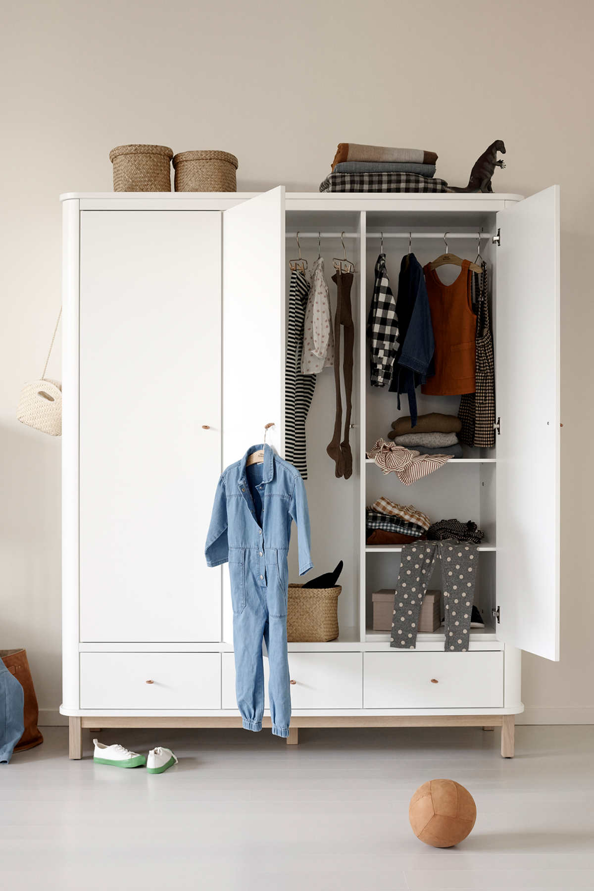 Kleiderschrank "Wood" 3-türig | verschiedene Farben
