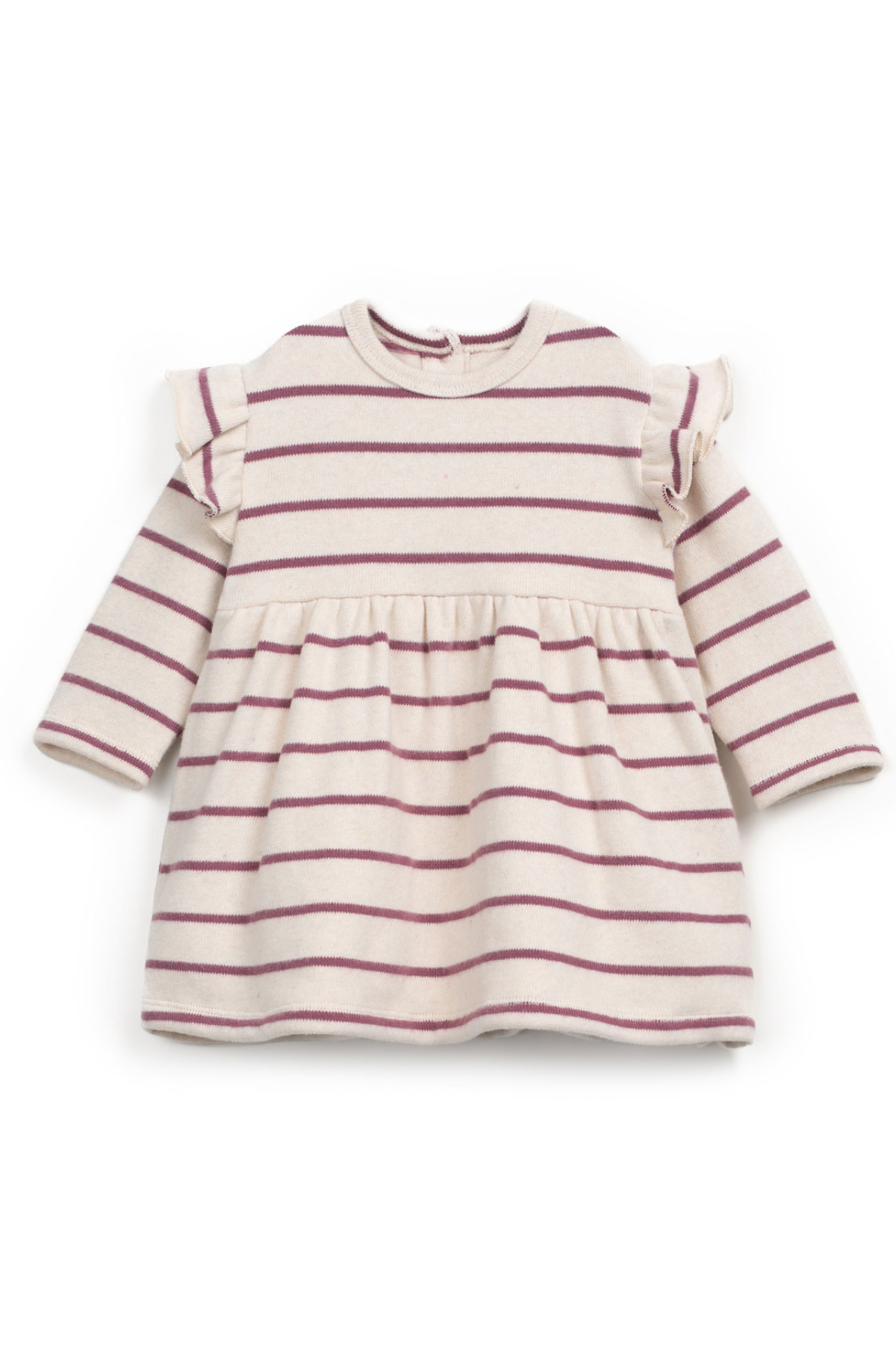 Gestreiftes Kleid mit Rüschen | Amora