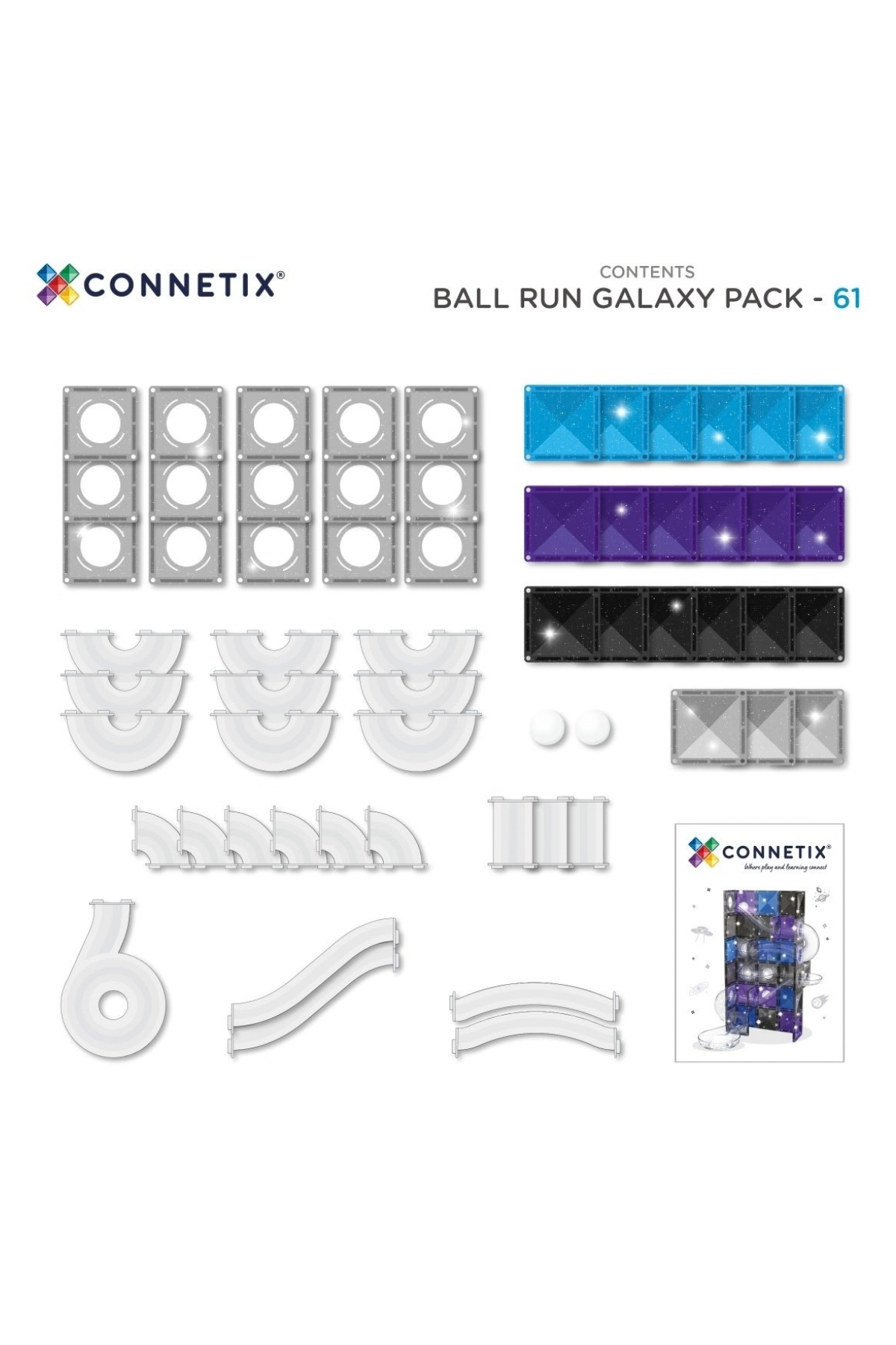 Magnetbausteine "Ball Run Galaxy Pack" 61 Teile