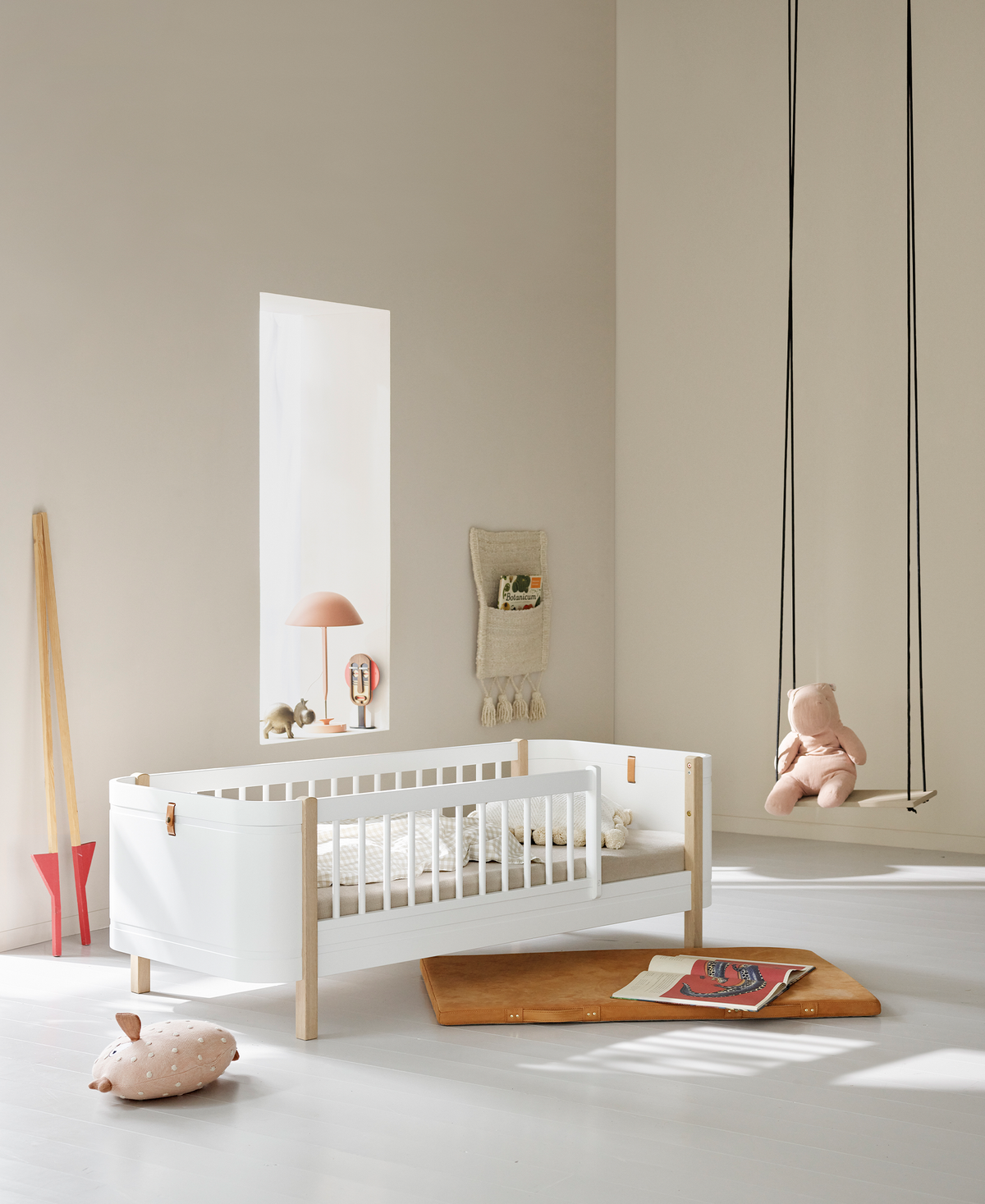 Oliver Furniture Wood Mini+ Umbauset Babybett & Juniorbett zu 2 Juniorbetten, Weiß/Eiche – Mini+ Juniorbett
