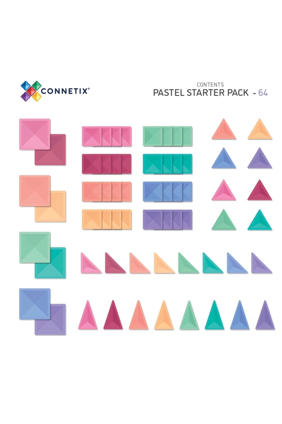 Magnetbausteine "Pastel Starter Pack" 64 Teile