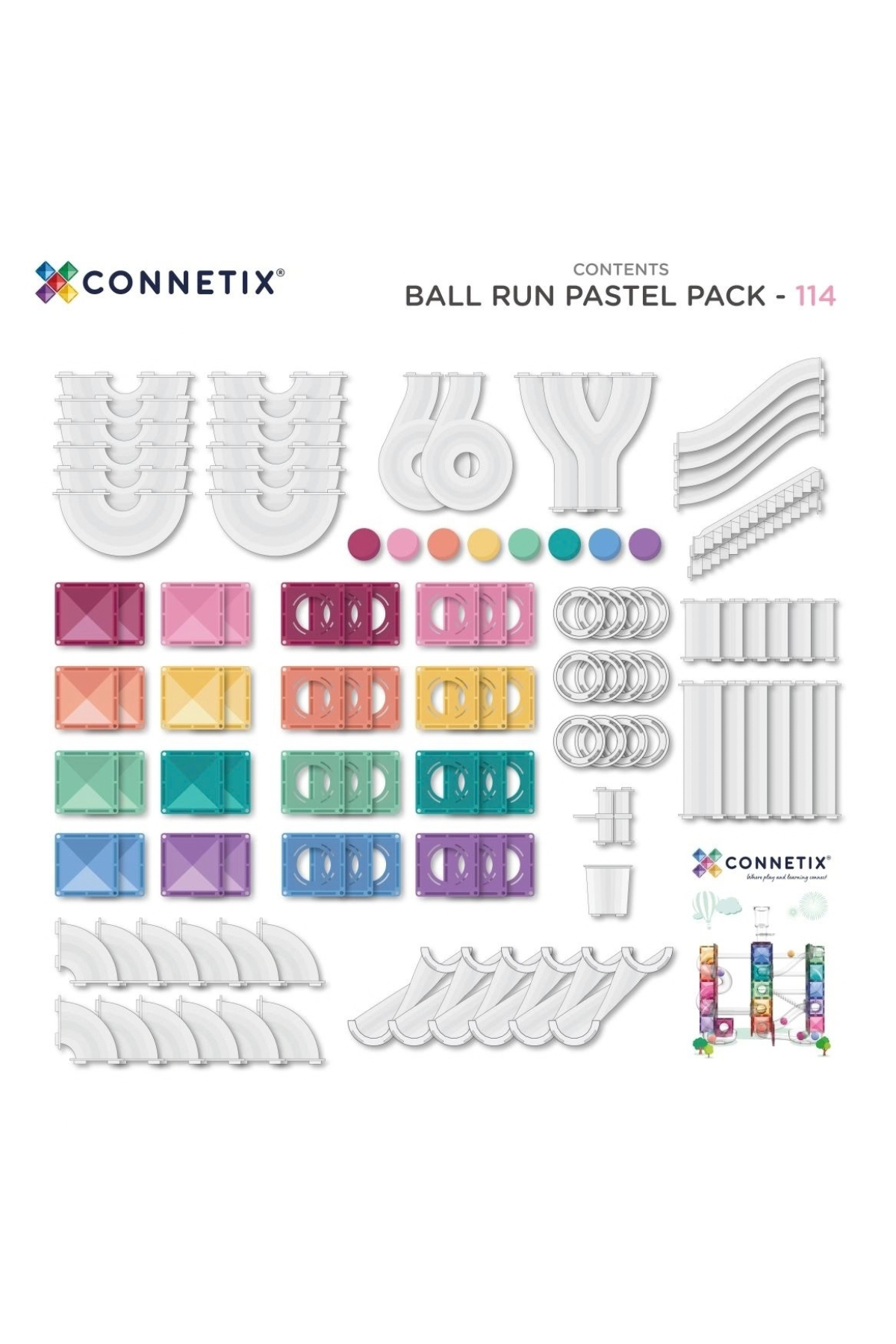 Magnetbausteine "Pastel Ball Run Pack" 114 Teile