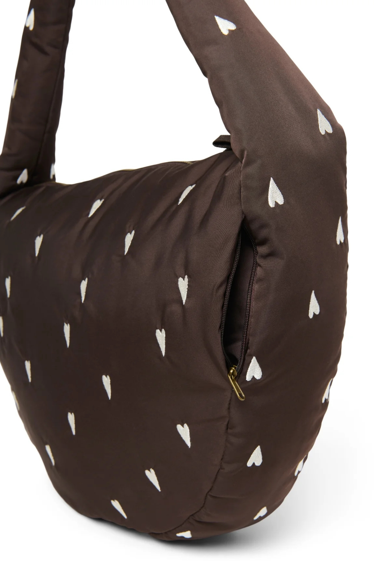 Mom Umhängetasche | Puffy brown Hearts