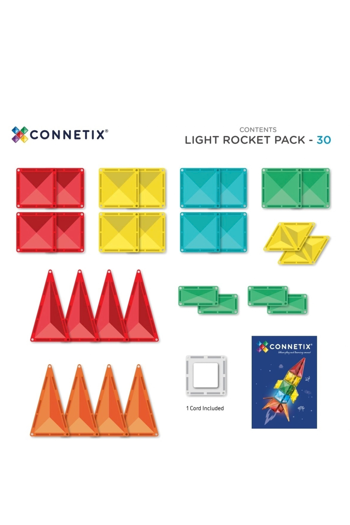 Magnetbausteine "Light Rocket Pack" 30 Teile