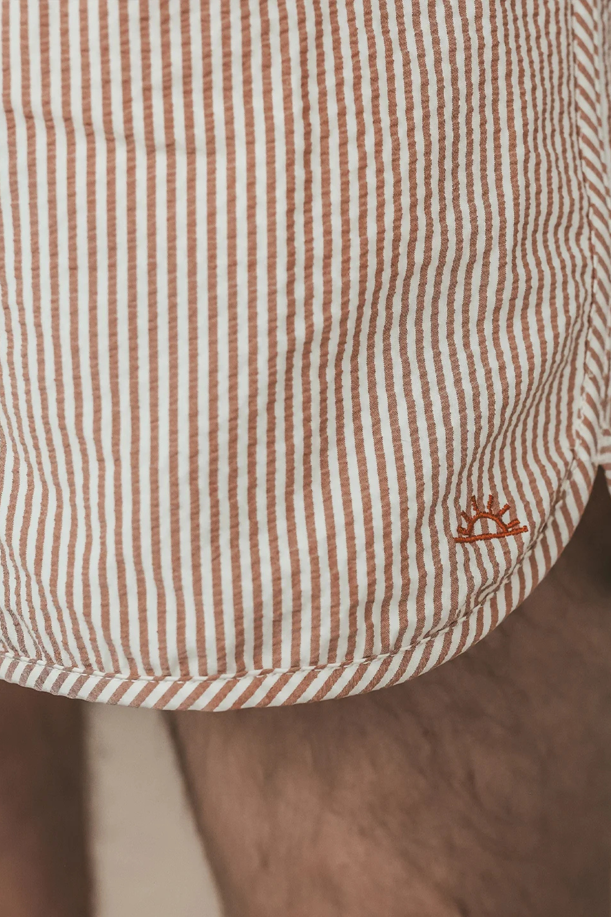 Men Badeshorts "Seersucker" UPF50+ | Bombay Brown