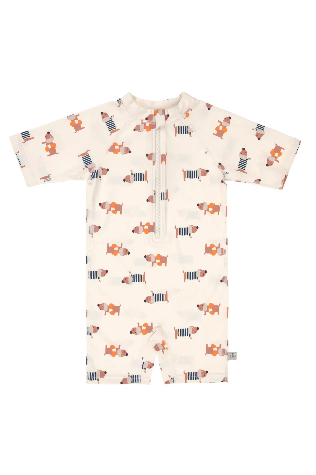 Long Sleeve Sunsuit mit UV-Schutz 60 "Beach Dog" | Orange/Dark Sea
