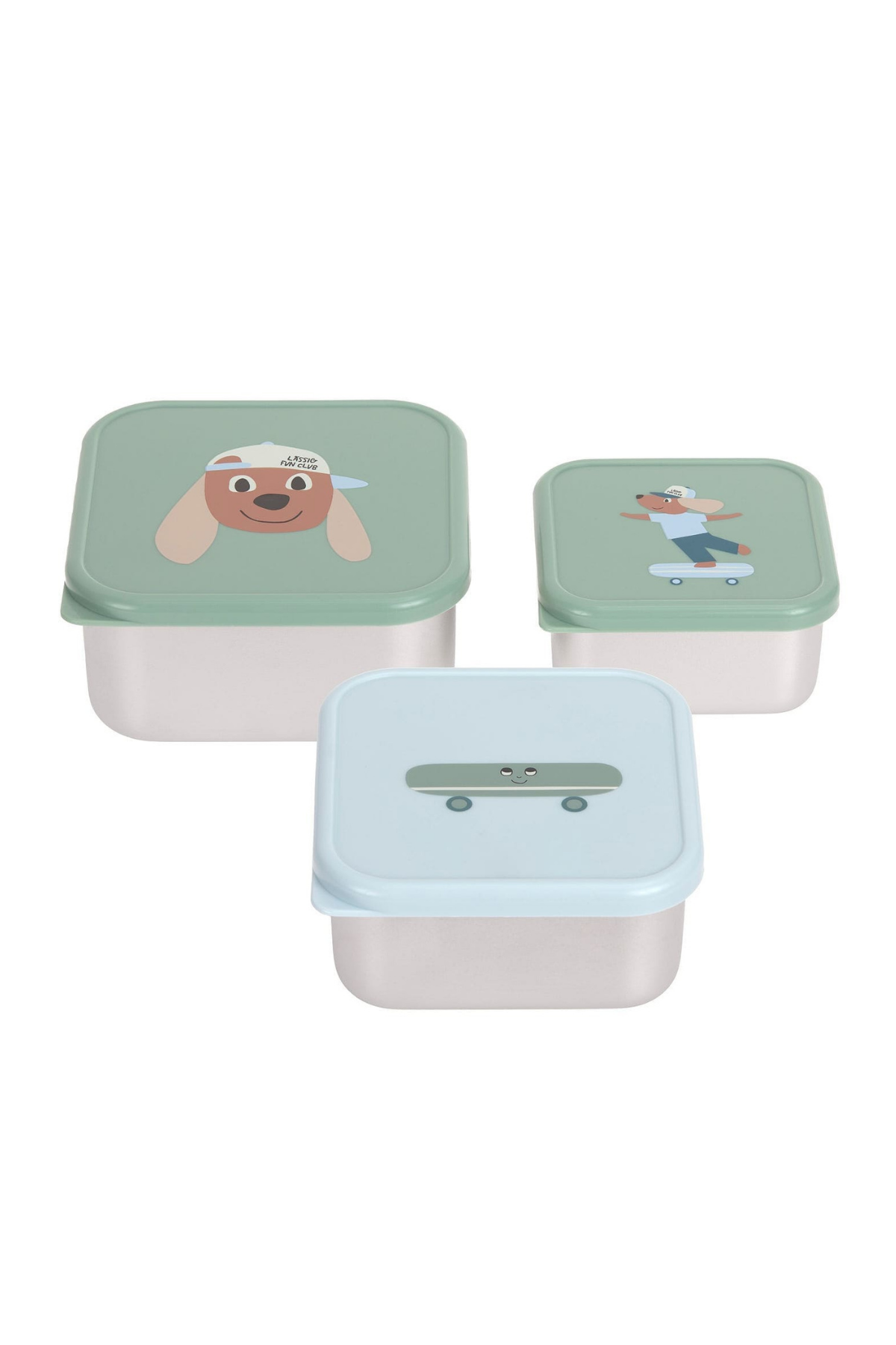 3er Set:Edelstahl Brotdose/ Snackbox für Kinder "Tiny Team" | Dog