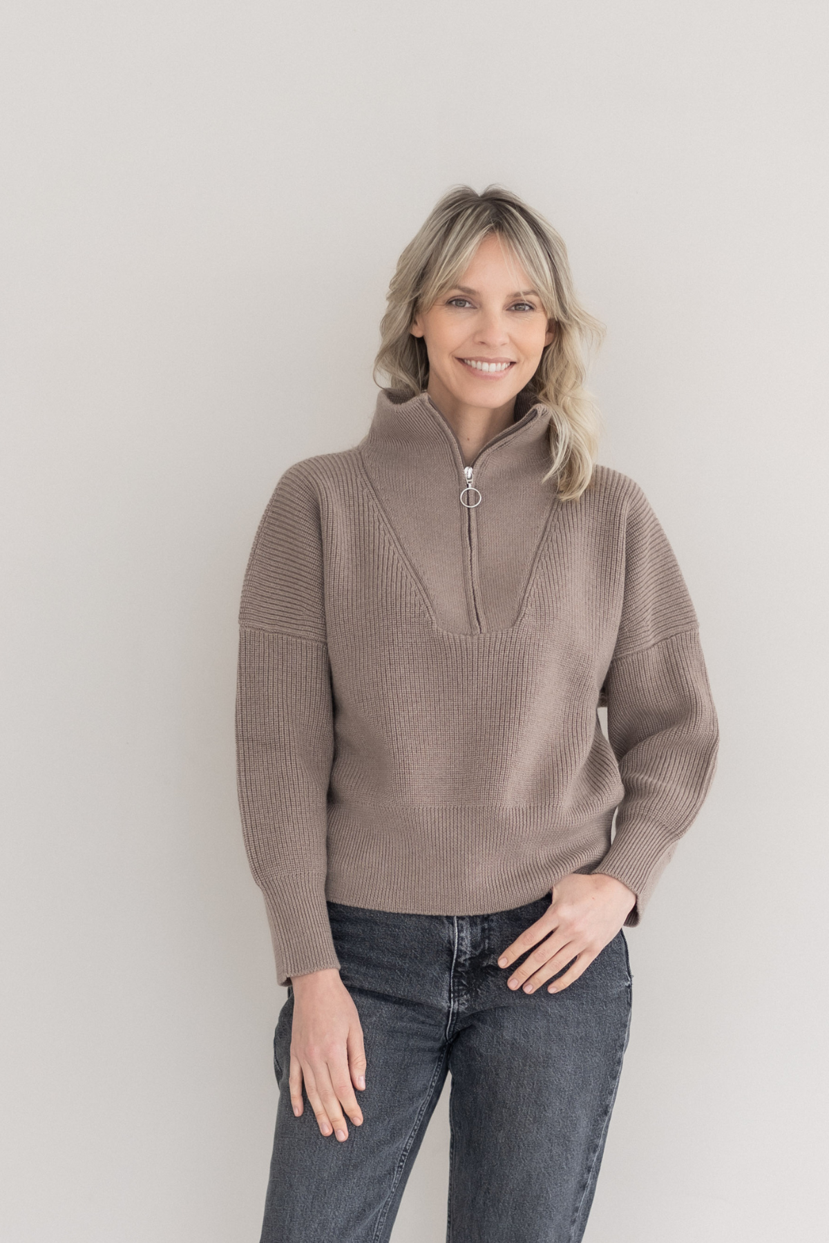 Damen Strick Troyer aus Merinowolle | Nuss