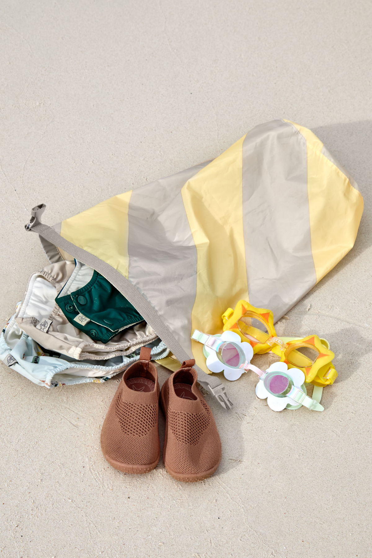 Wet Bag "Stripes" | Pale Yellow/Stone