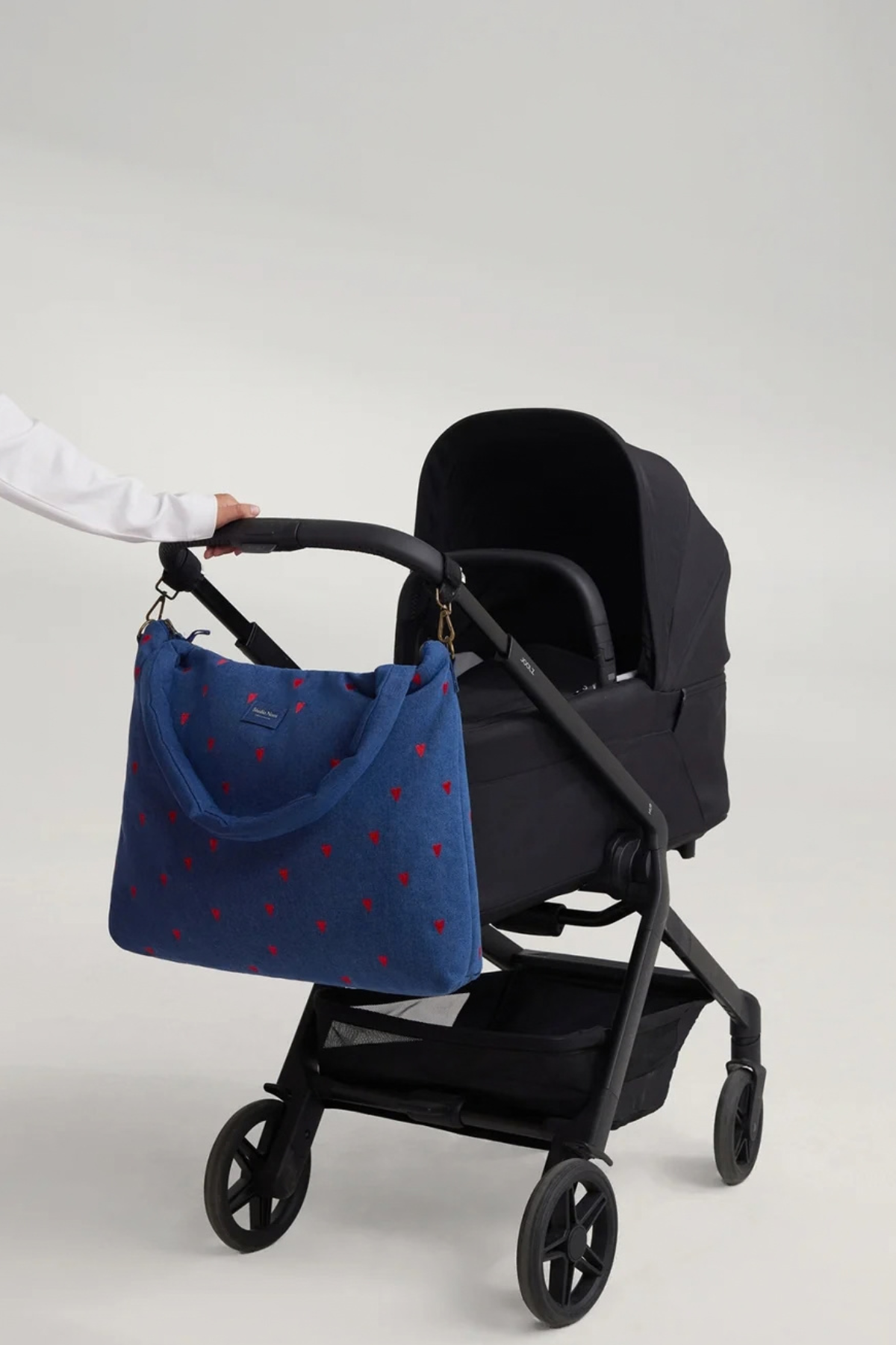 Wickeltasche "Dark Blue Red Hearts"